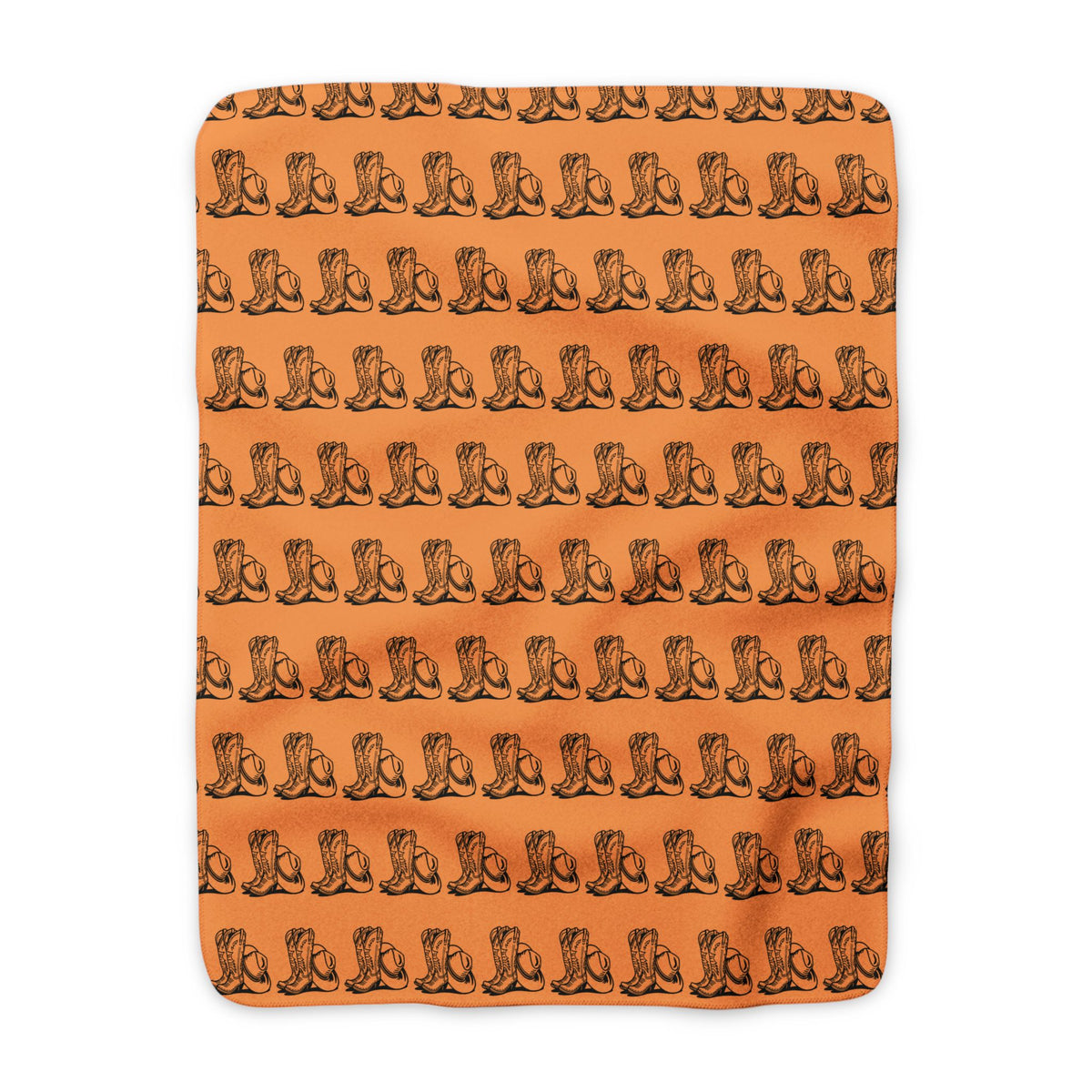 Cowboy Boots & Hat Terracotta Sherpa Throw Blanket