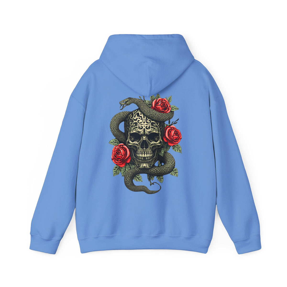 Kapuzenpullover Eiserner Schädel mit Schlange und Rosen | Rückendruck