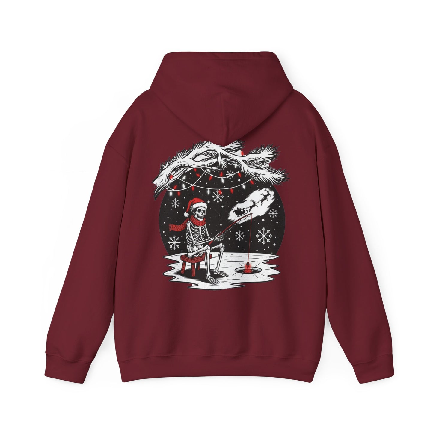 Merry Fishing Christmas Hoodie – Skeleton Fisherman Festive Hoodie