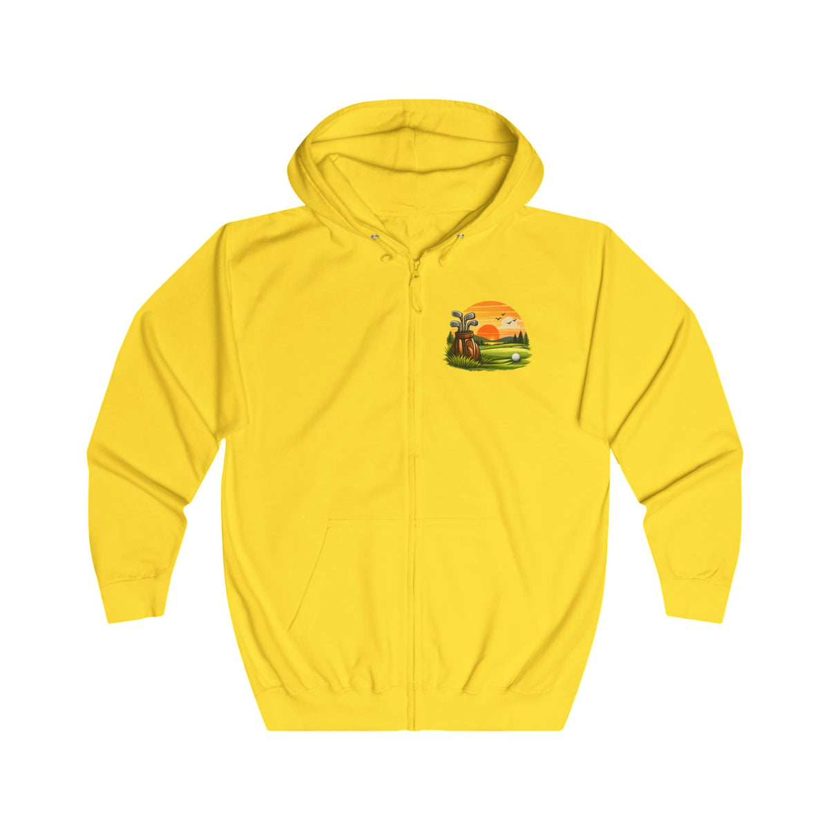 Kapuzenpullover mit Vintage Golf-Sonnenuntergang-Grafik