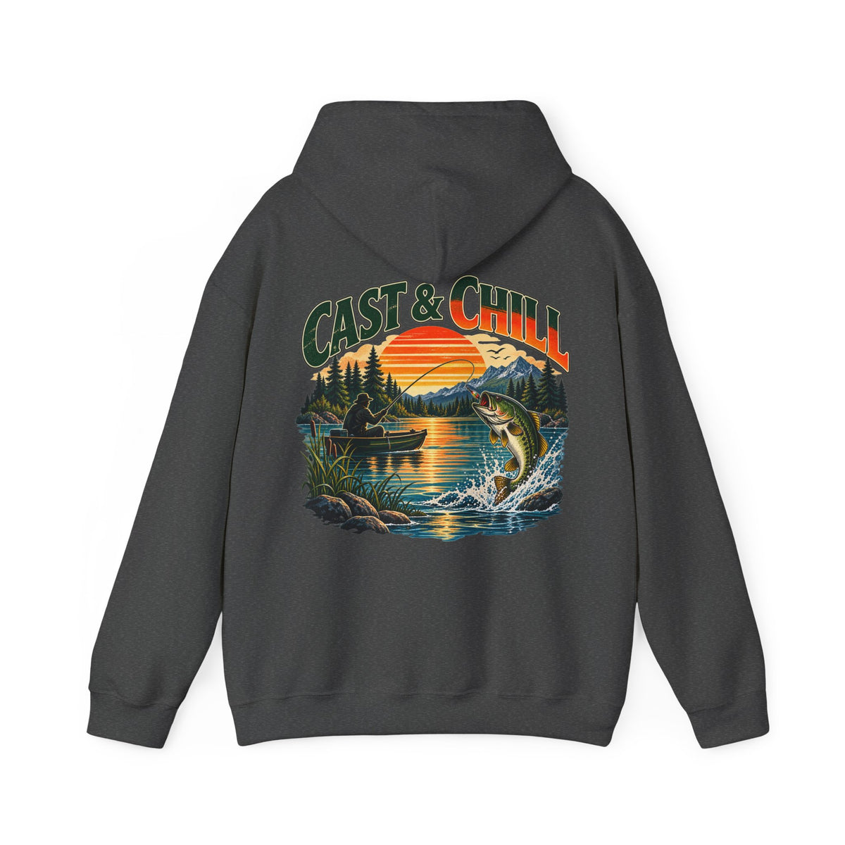 Cast & Chill Back Print Hoodie – Vintage Fishing Hoodie