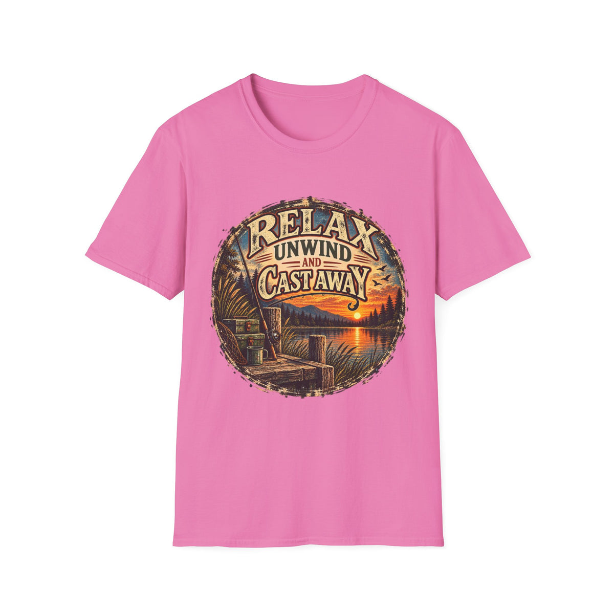 Relax, Unwind & Cast Away Fishing T-Shirt – Vintage Angler Tee