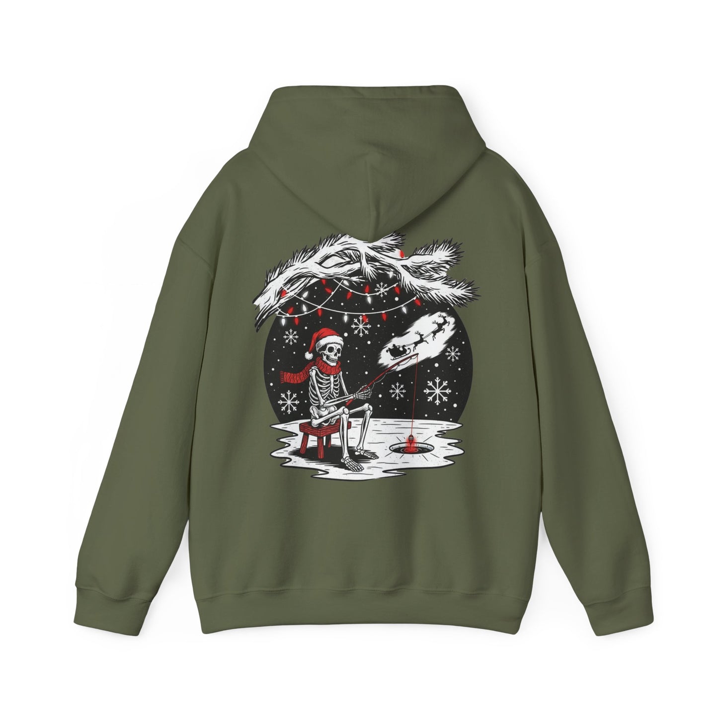 Merry Fishing Christmas Hoodie – Skeleton Fisherman Festive Hoodie