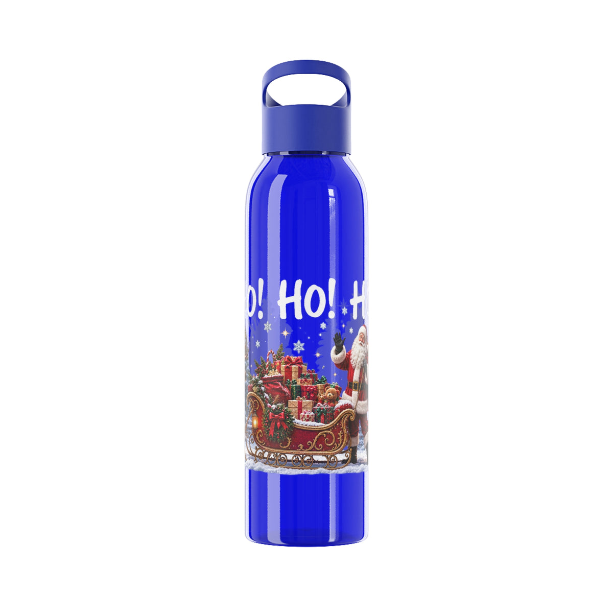 Ho Ho Ho Santa Christmas Water Bottle – Festive Sleigh Design