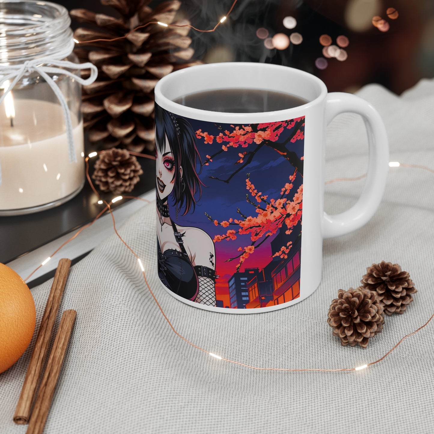Gothic Art Mug, Alternative Style, Halloween Decor, Gift for Hot Beverage lovers, 11oz & 15oz Ceramic Mug
