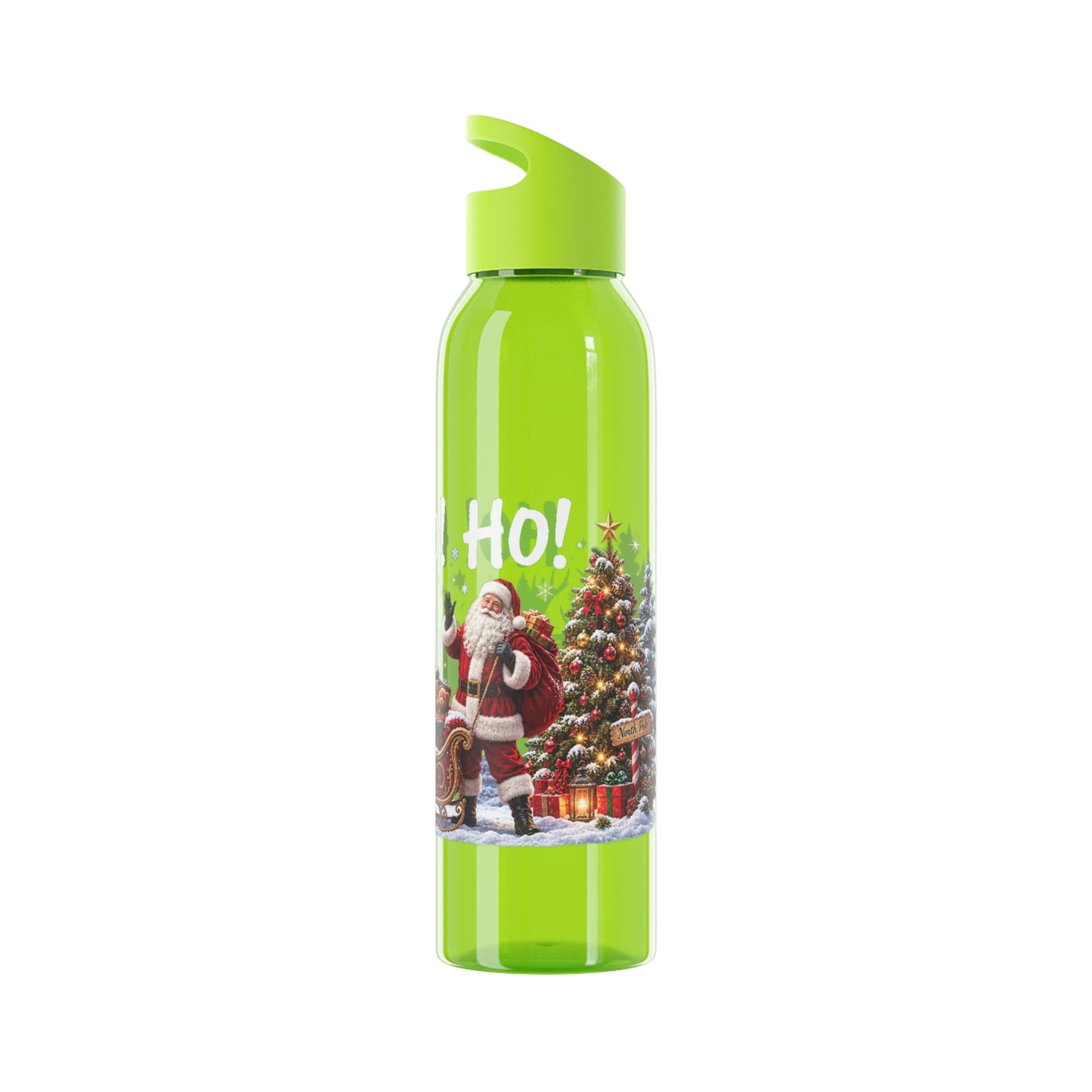 Ho Ho Ho Santa Christmas Water Bottle – Festive Sleigh Design