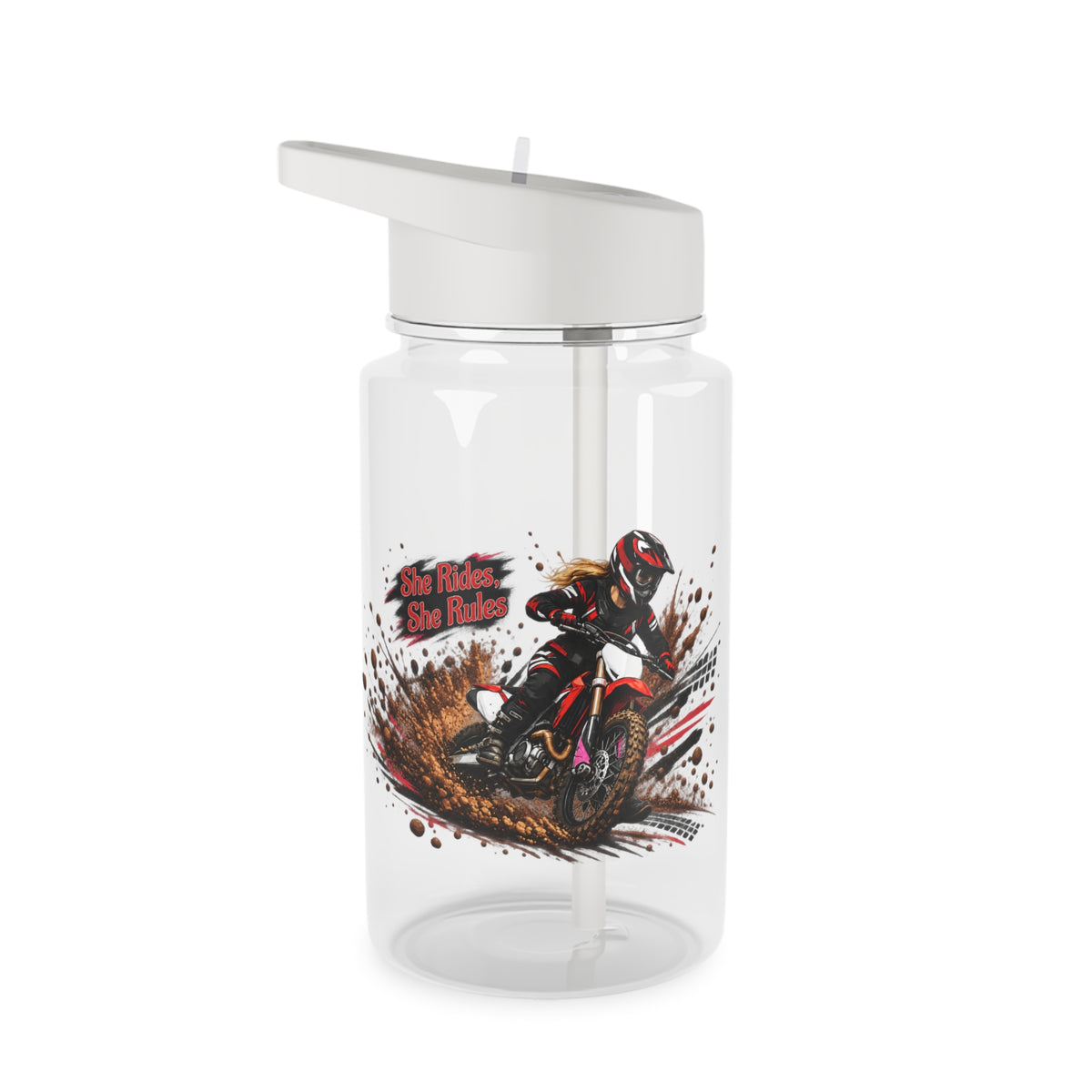 She Rides She Rules Straw Water Bottle – Girls Motocross Bottle
