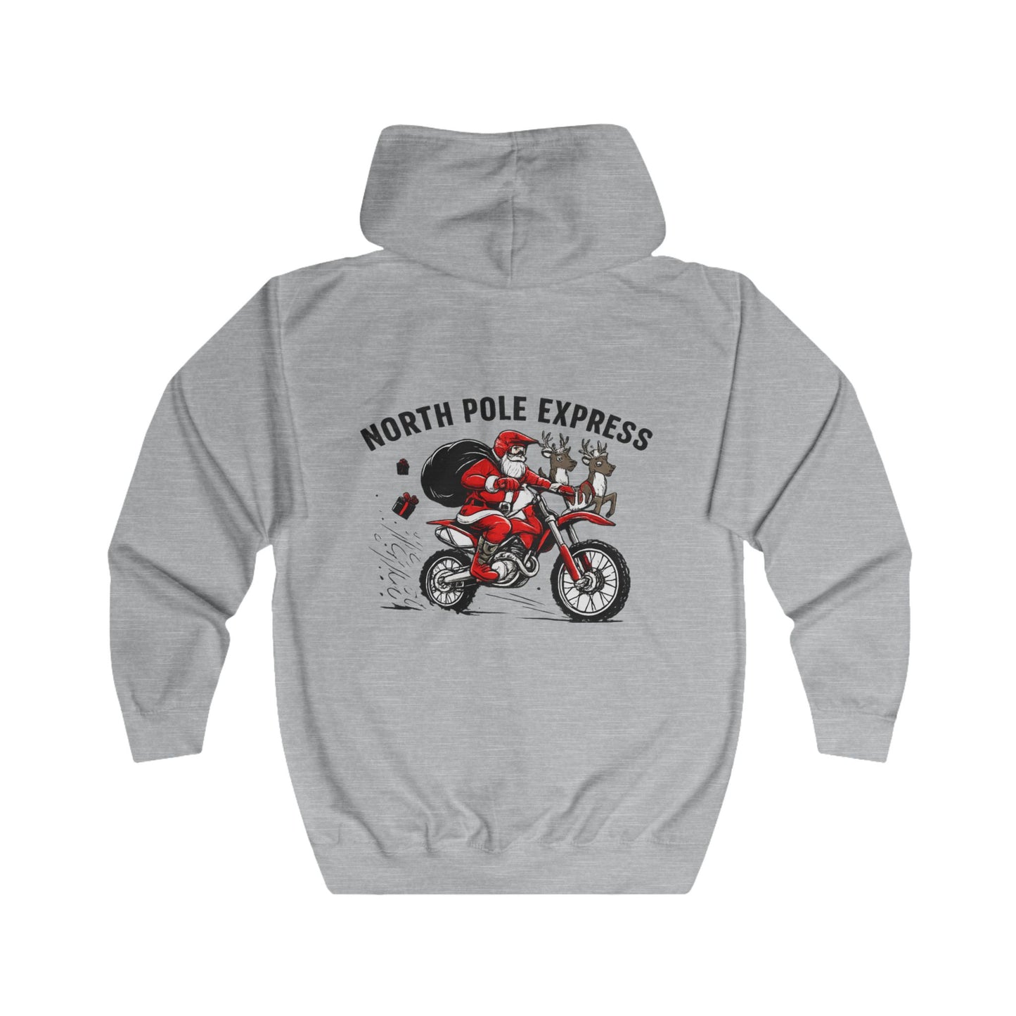 North Pole Express Motocross Christmas Zip Hoodie – Unisex