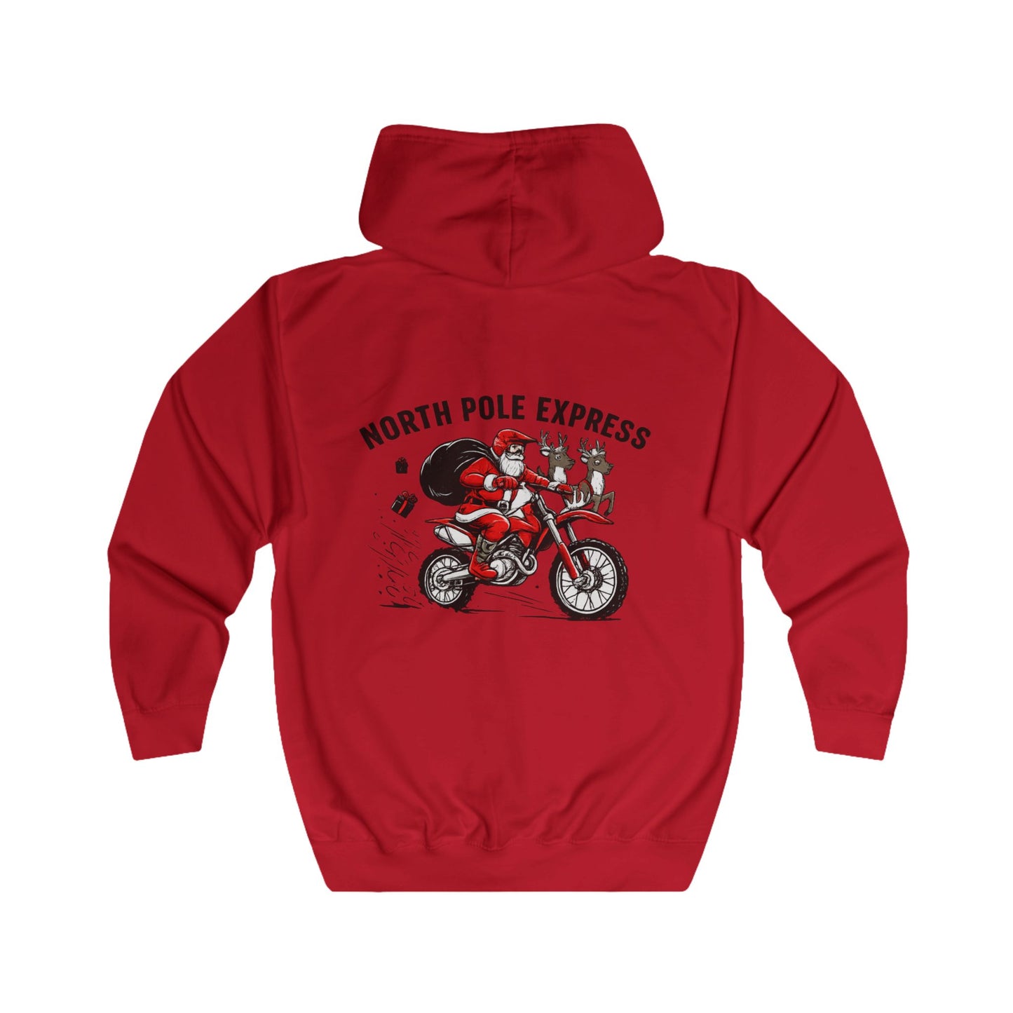 North Pole Express Motocross Christmas Zip Hoodie – Unisex