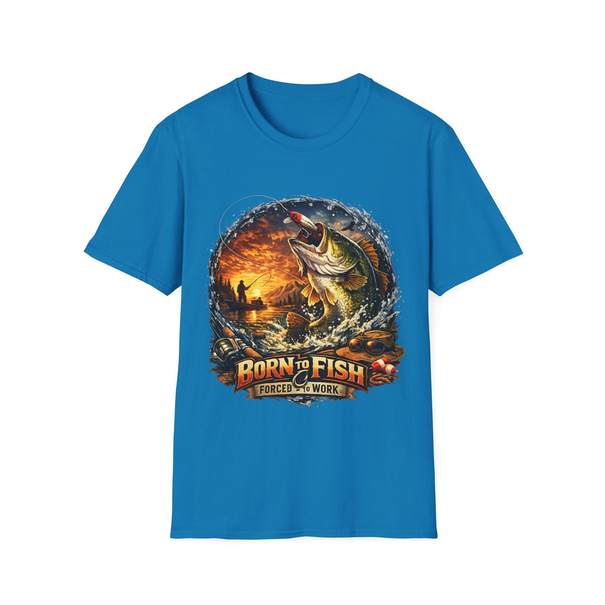 Born to Fish Forced to Work T-Shirt – Fishing Graphic Tee