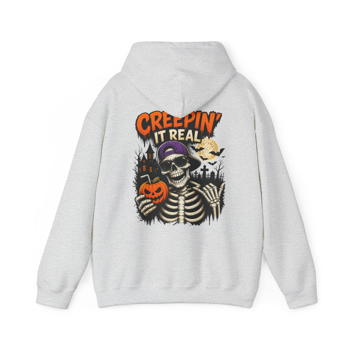 Creepin’ It Real Halloween Hoodie – Unisex Skeleton Graphic Hoodie
