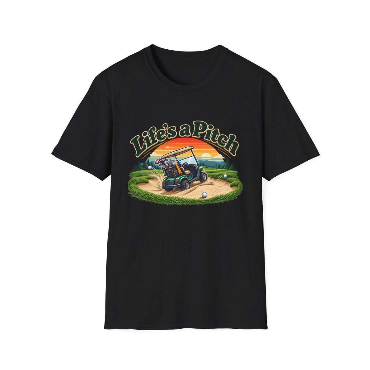 Life’s a Pitch Golf T-Shirt – Funny Golf Cart Tee