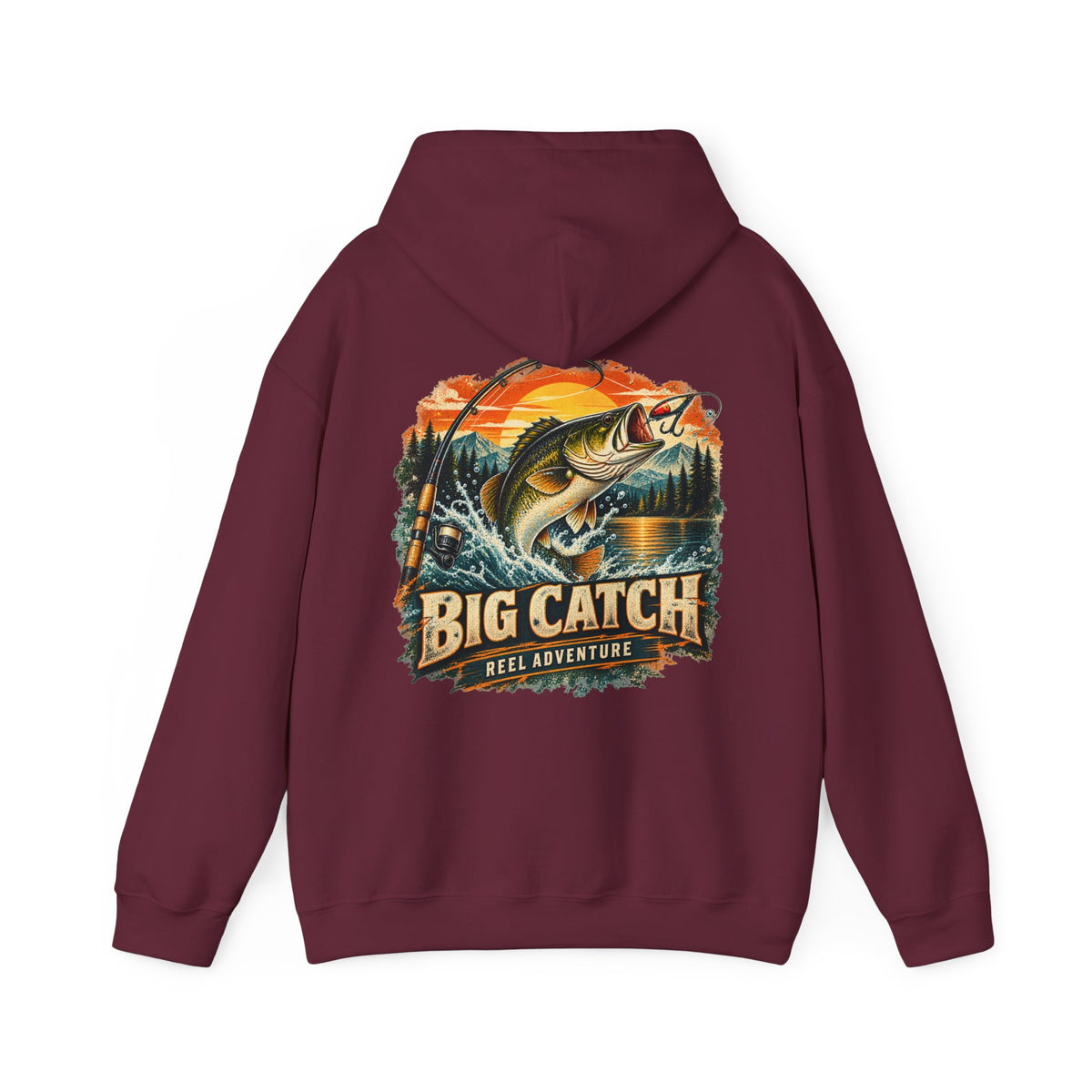 Big Catch Reel Adventure Back Print Hoodie – Vintage Fishing Hoodie