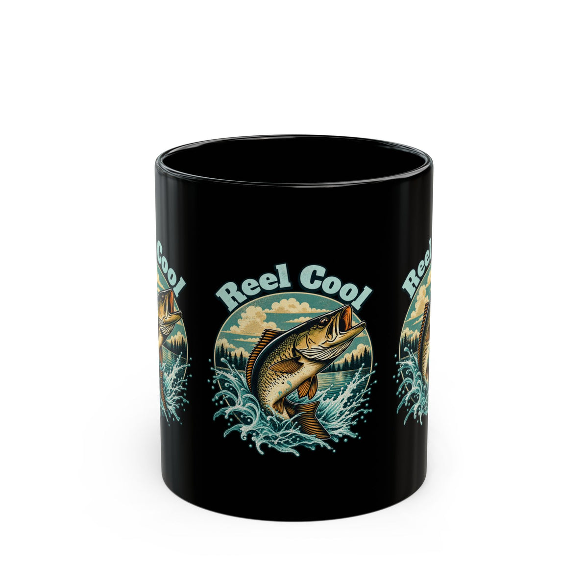 Reel Cool Black Fishing Mug – Retro Angler Mug