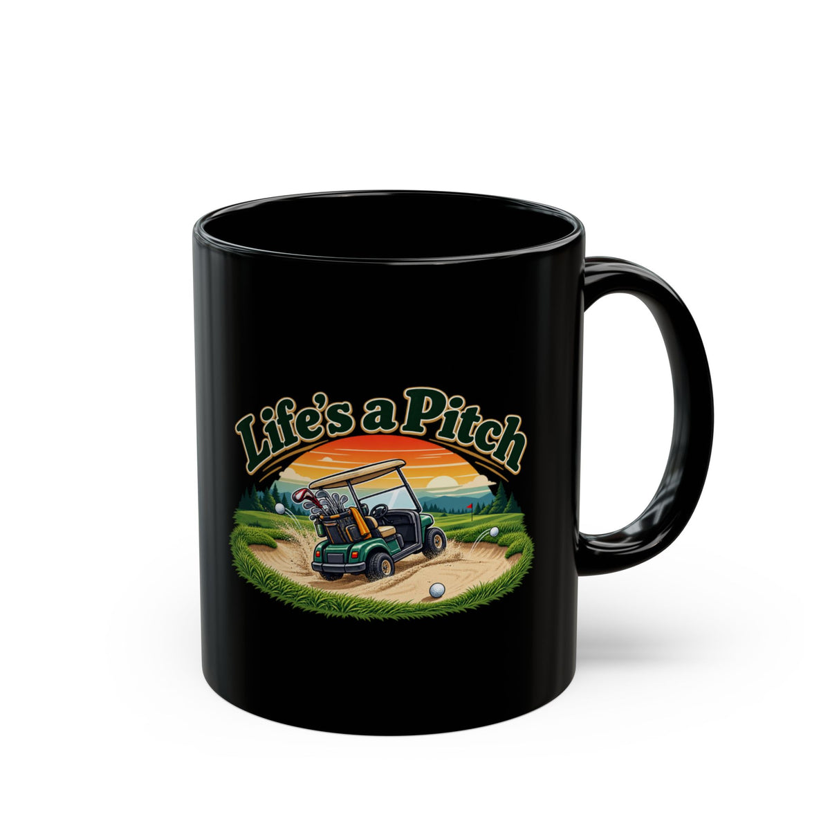 Life’s a Pitch Golf Mug – Black Golfer Mug