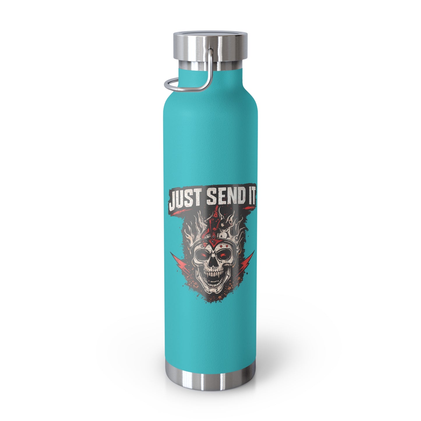 Just Send It Flask   22oz Copper-Insulated Skull & Flames Water Bottle