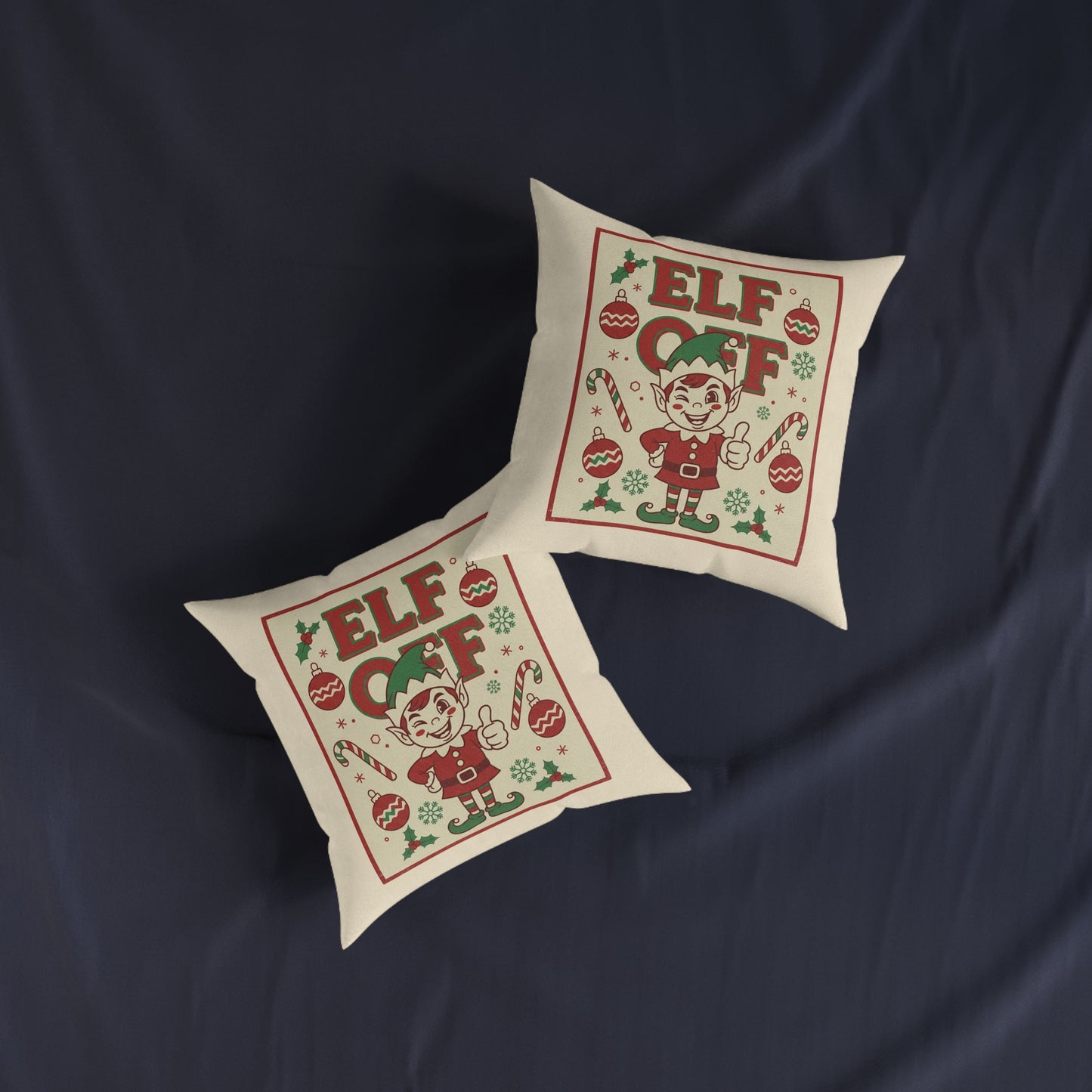 Elf Off Christmas Cushion – Funny Retro Festive Pillow