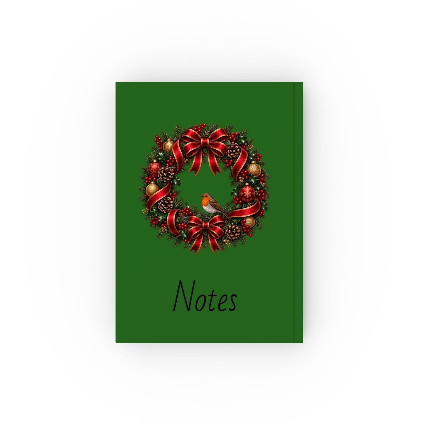 Christmas Wreath & Robin Notebook – Festive Hardback Journal
