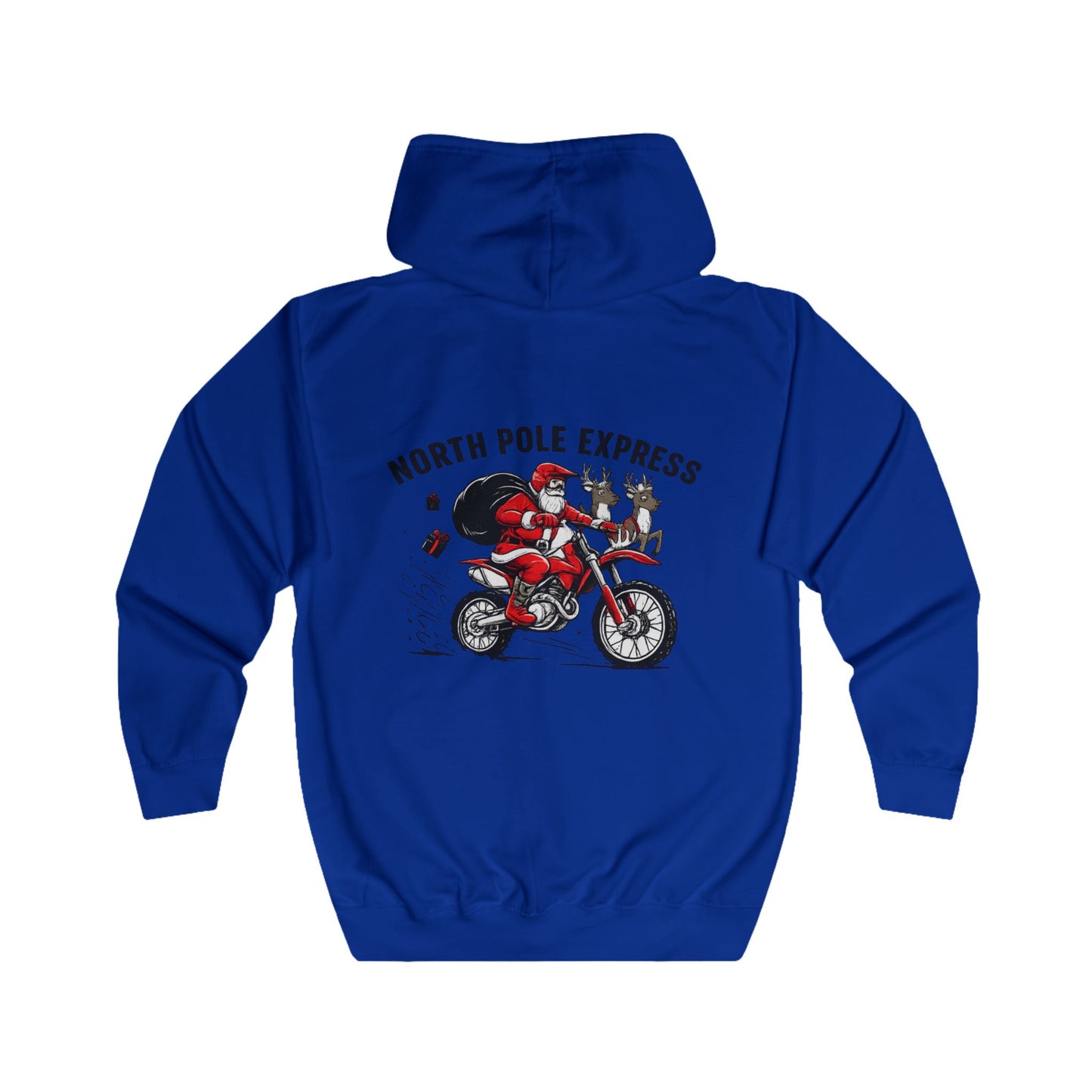 North Pole Express Motocross Christmas Zip Hoodie – Unisex