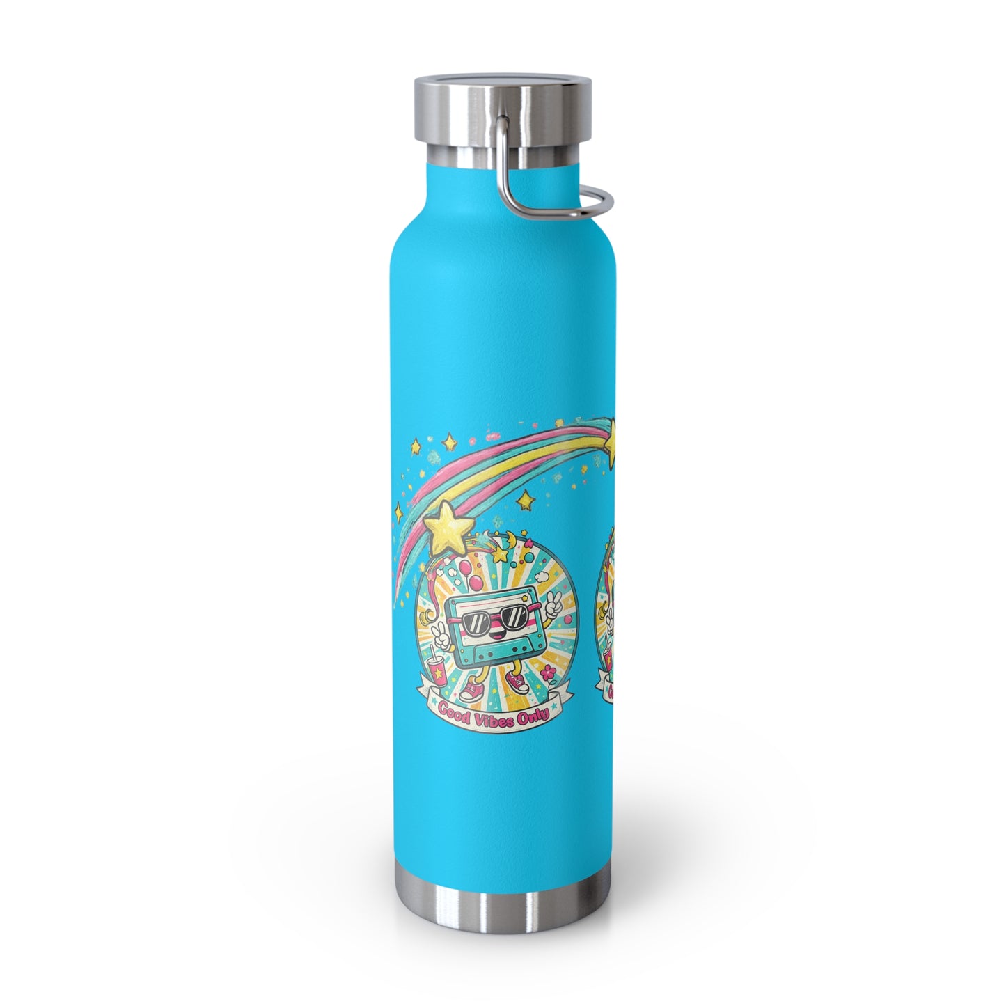 Retro Good Vibes Only Insulated Flask | Colourful Retro Travel Bottle | Stainless Steel Drinks Bottle | 80s & 90s Inspired
