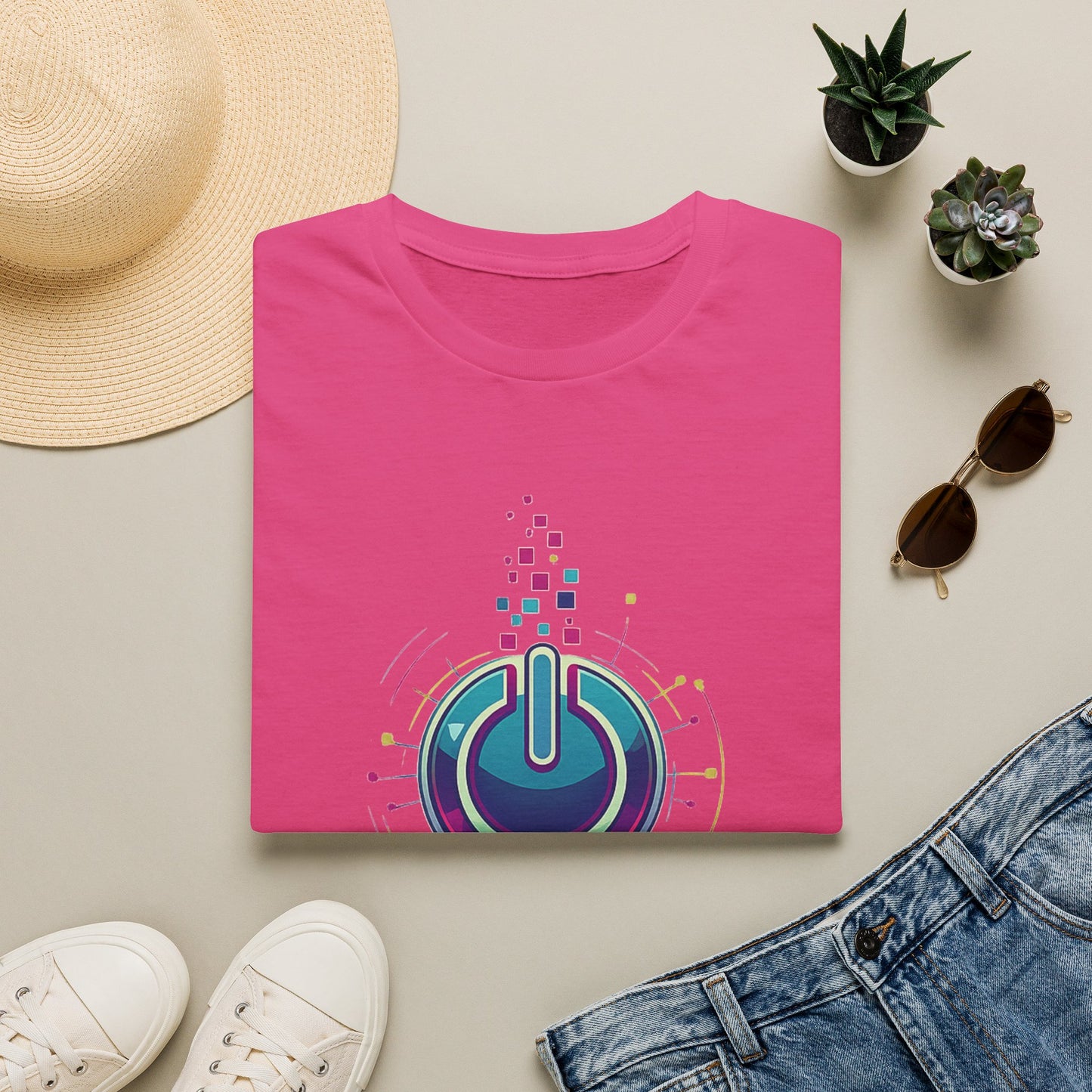 Neustart Modus T-Shirt Power Button Grafik-T-Shirt