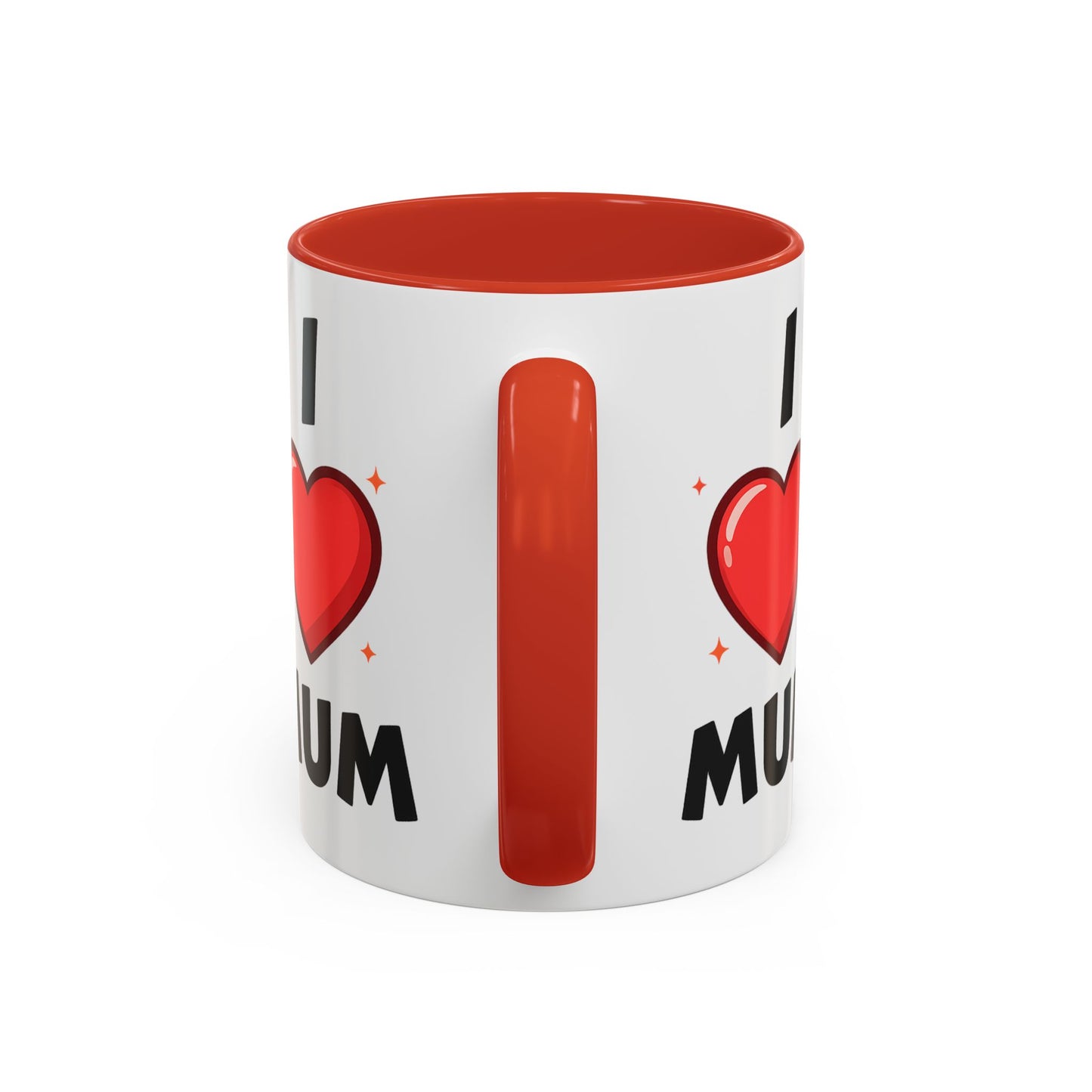 I Love Mum Accent Mug | Mother's Day Coffee Mug | Tea Mug Gift for Mum | Red Ceramic Mug | Gifts & Lifestyle