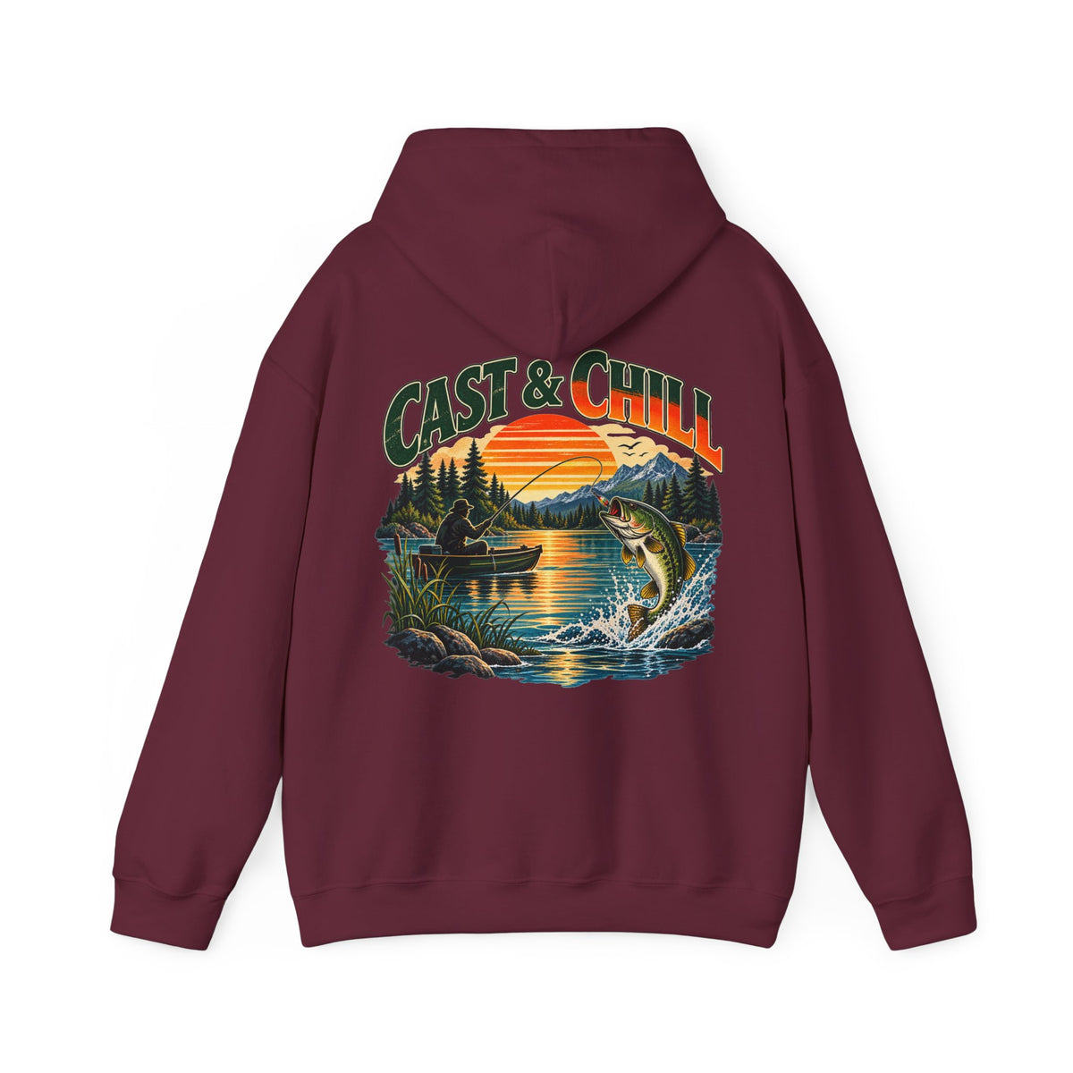 Cast & Chill Back Print Hoodie – Vintage Fishing Hoodie