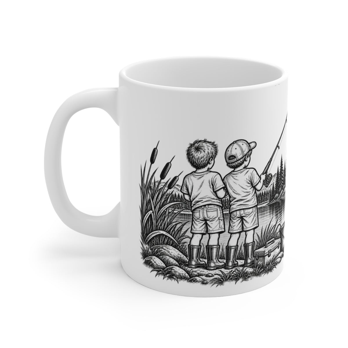 Fishing Friends Illustrated Mug – Black & White Fishing Mug
