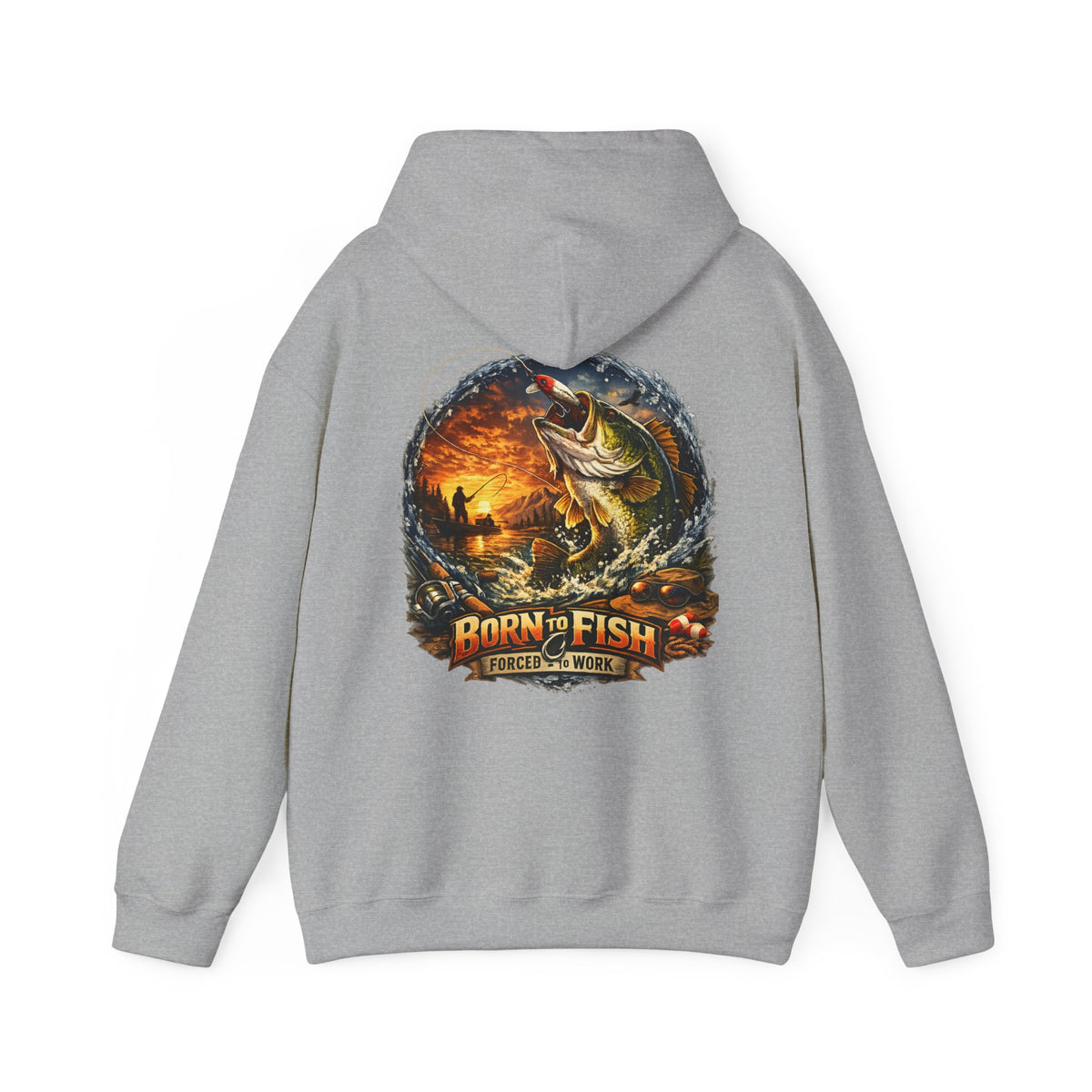 Born to Fish Forced to Work Back Print Hoodie – Fishing Hoodie