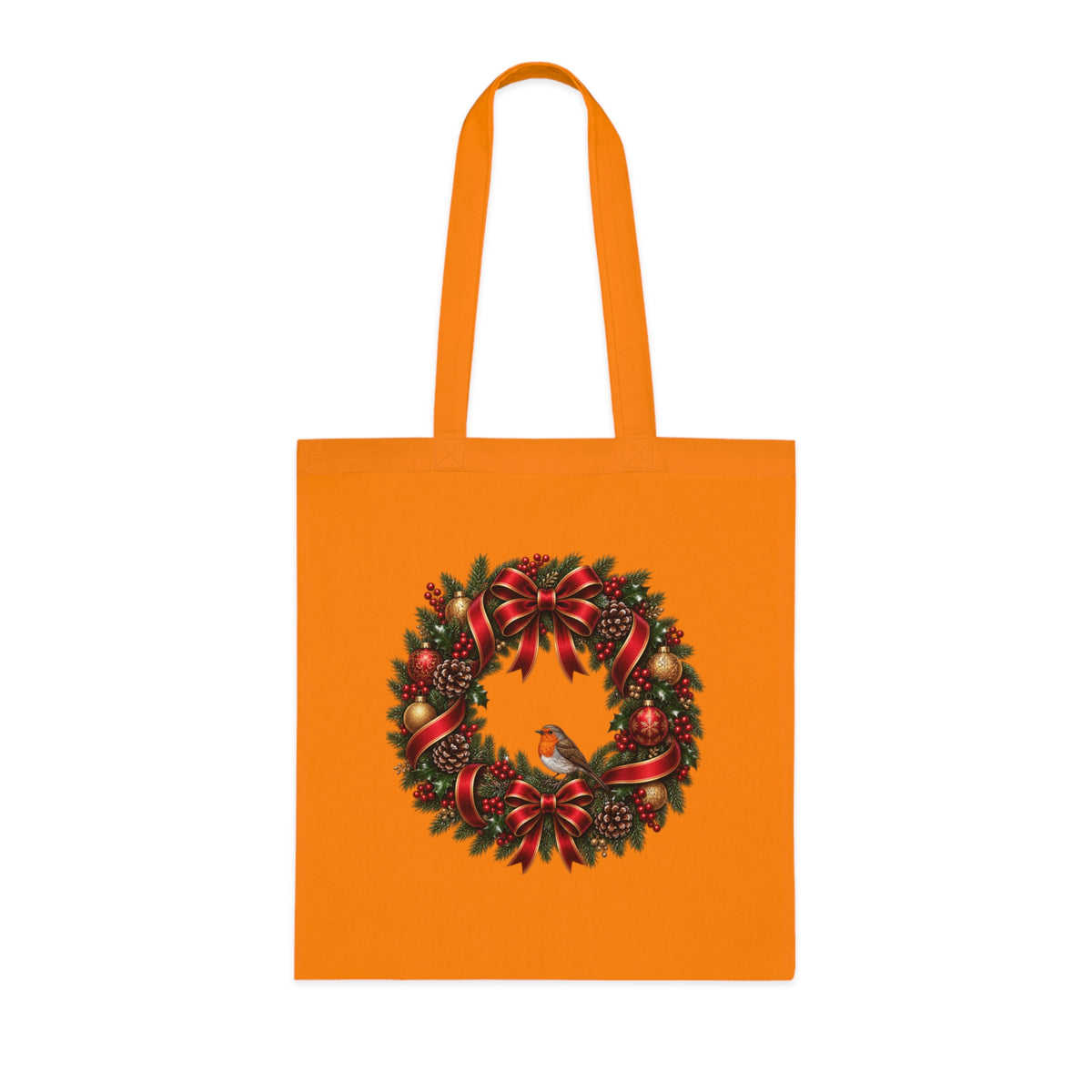 Christmas Wreath & Robin Cotton Tote Bag – Festive Christmas Bag
