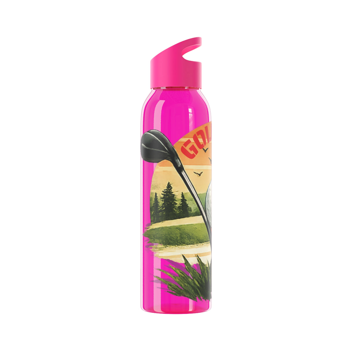 Gourde Golf Pro — Design rétro « Sunset » avec balle et tee de golf