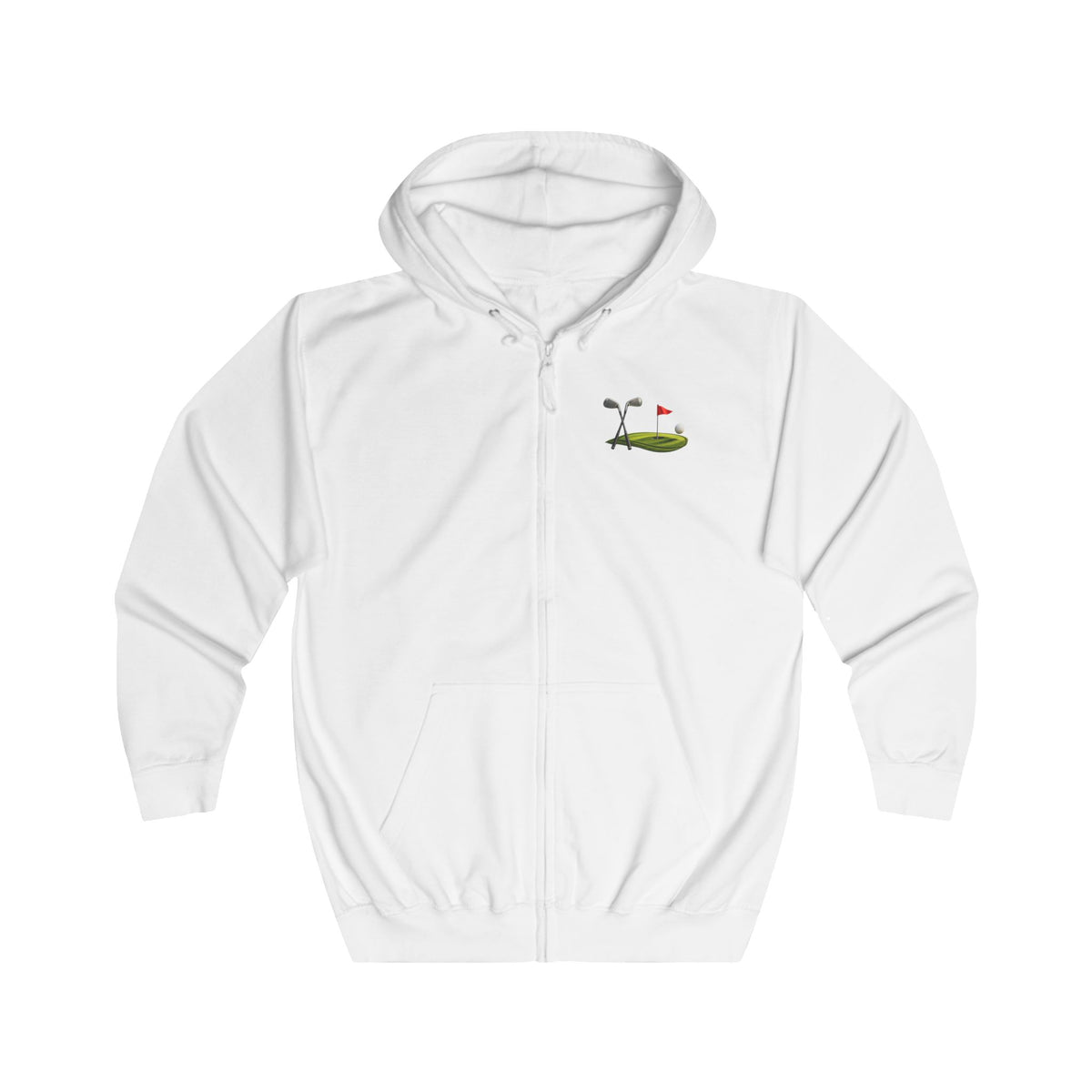 Minimal Golf Zip Hoodie – Subtle Golf Club & Flag Design