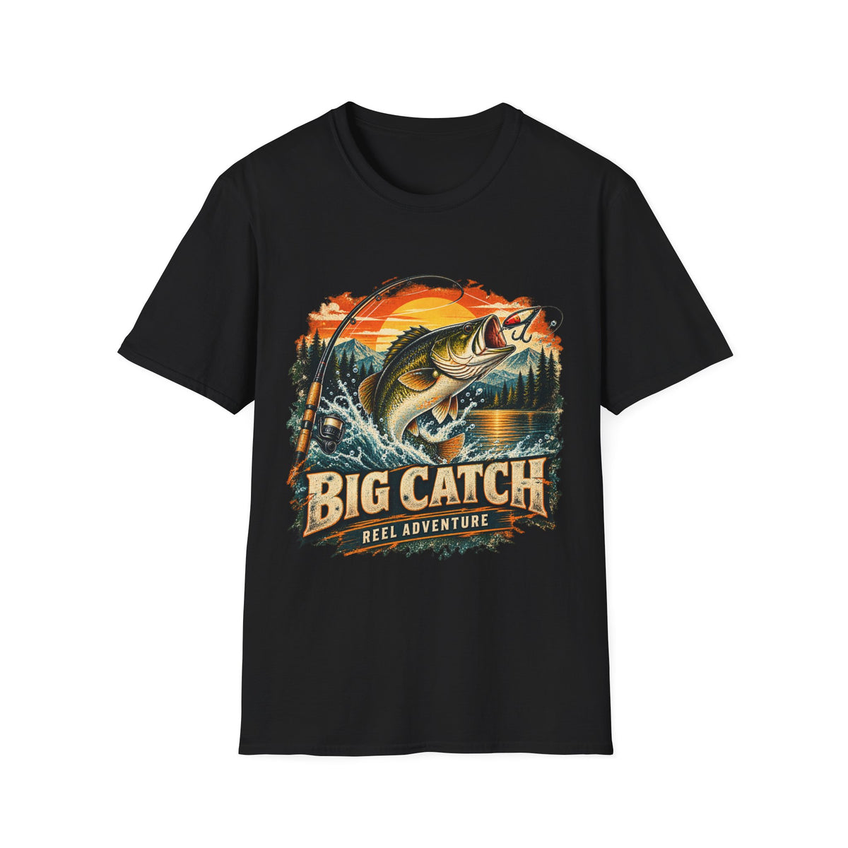 Big Catch Reel Adventure Fishing T-Shirt – Vintage Angler Graphic Tee