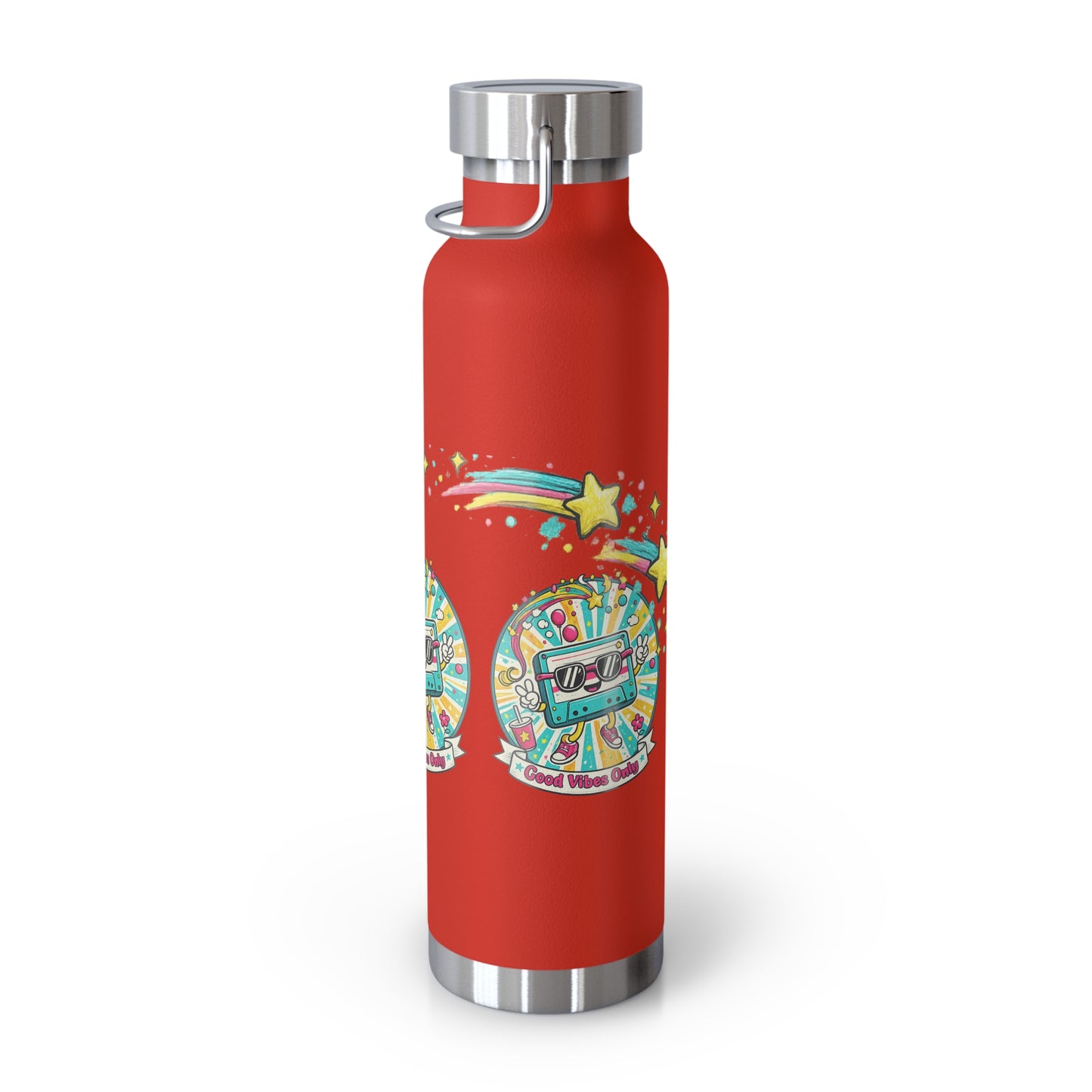 Retro Good Vibes Only Insulated Flask | Colourful Retro Travel Bottle | Stainless Steel Drinks Bottle | 80s & 90s Inspired