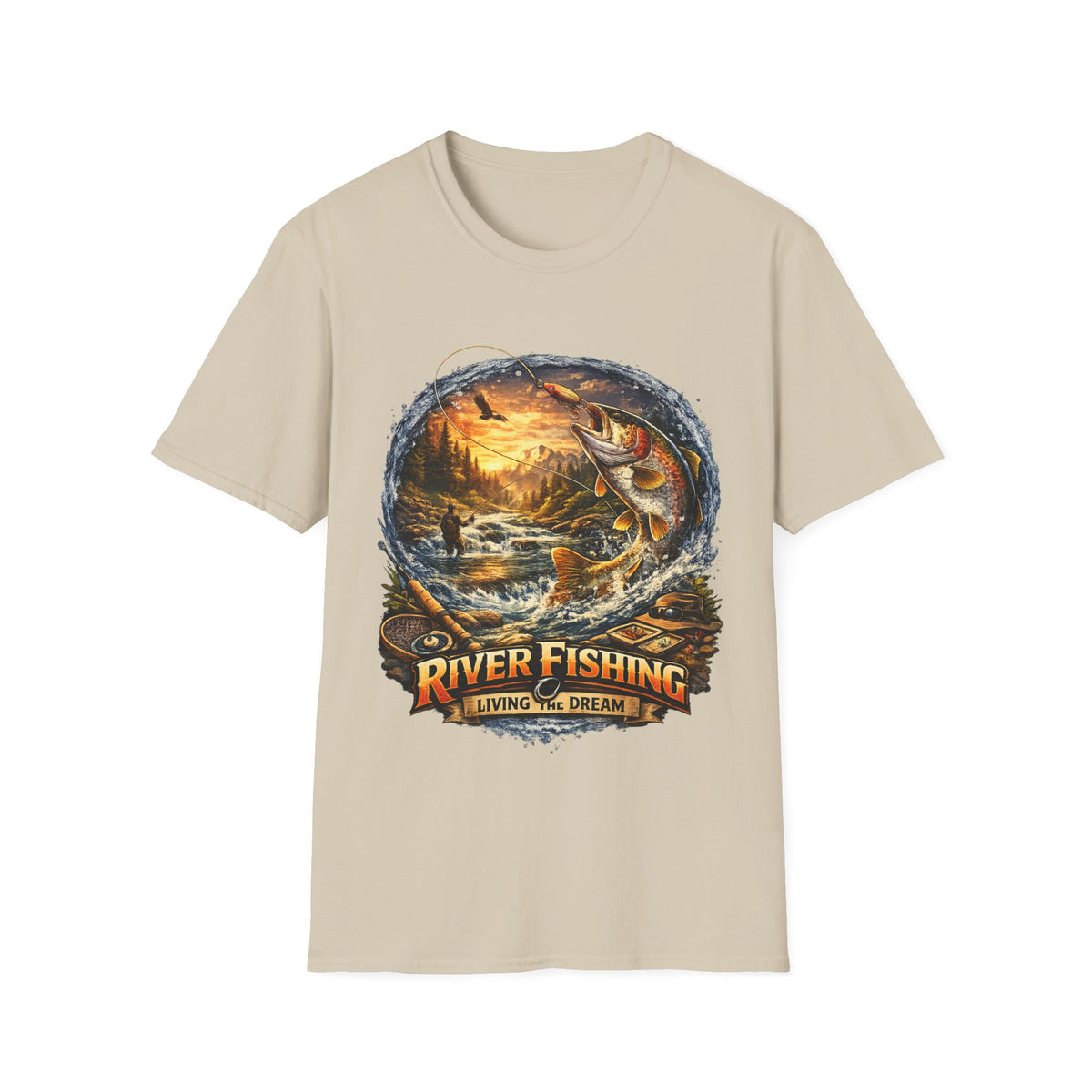 River Fishing Living the Dream T-Shirt – Angler Fishing Tee