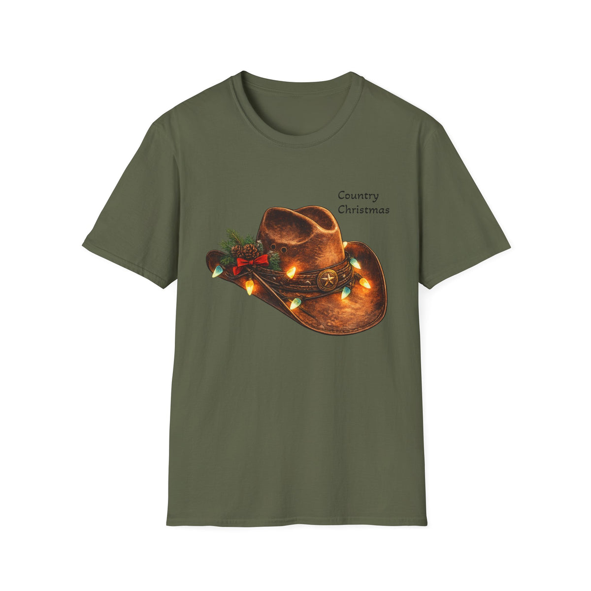 Country Christmas Cowboy Hat T-Shirt