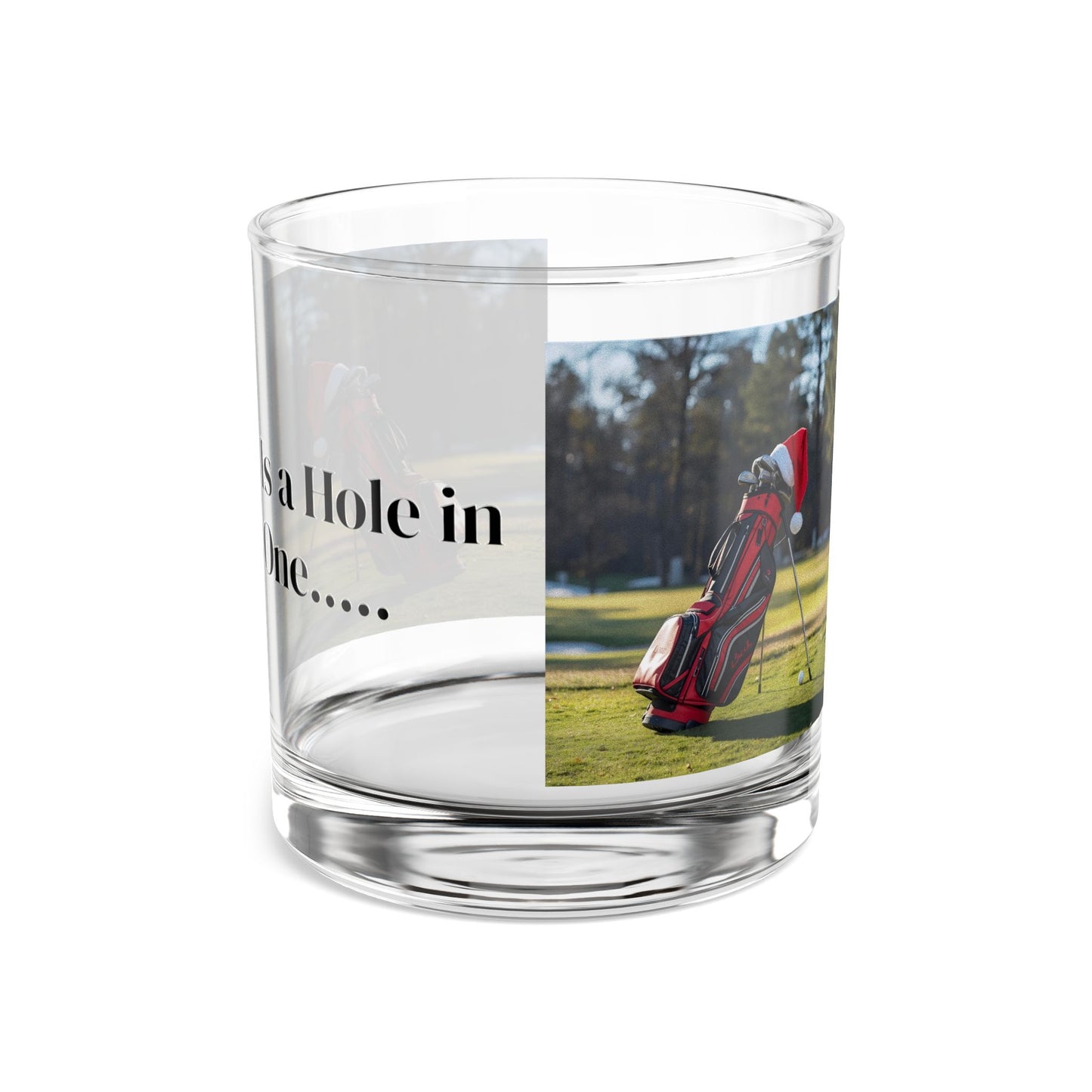 Festive Golf Rocks Glass, 10oz | Holiday Gift,  Christmas Cocktail Glass, Golfer's Gift Idea, Fun Barware