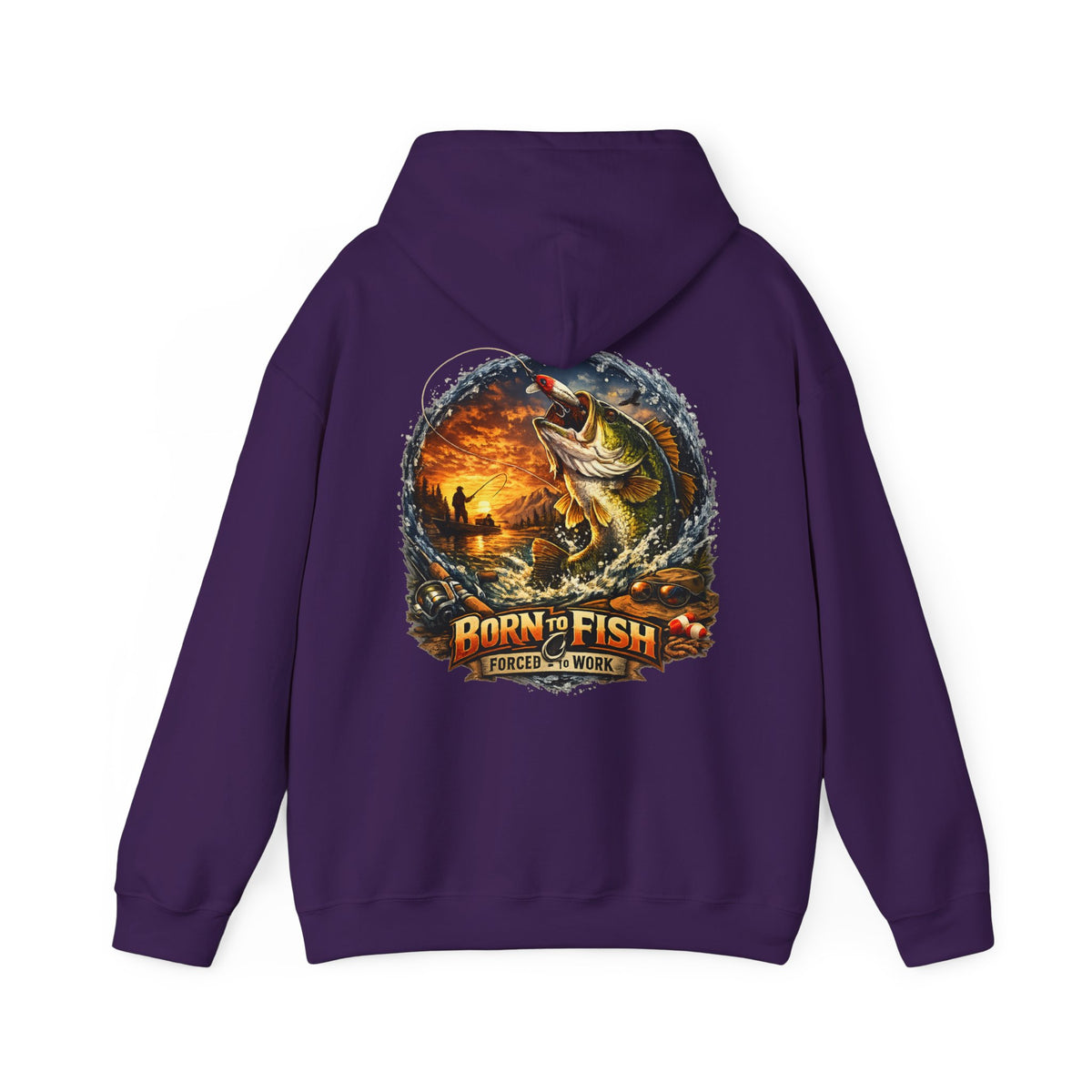 Born to Fish Forced to Work Back Print Hoodie – Fishing Hoodie