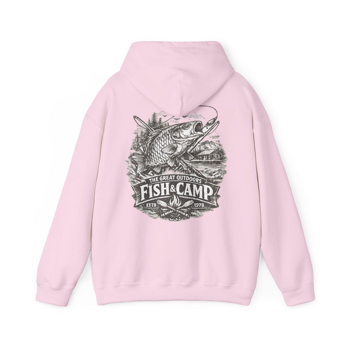 Fish and Camp Unisex Retro-Illustration-Kapuzenpullover