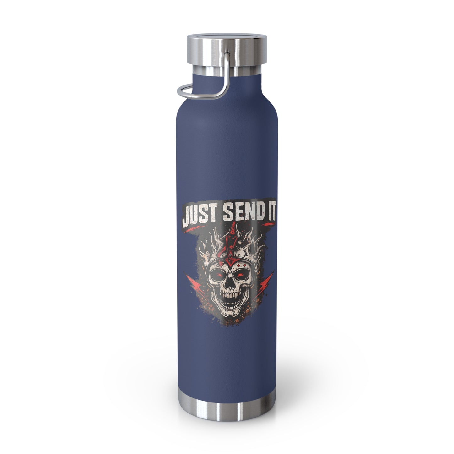 Just Send It Flask   22oz Copper-Insulated Skull & Flames Water Bottle