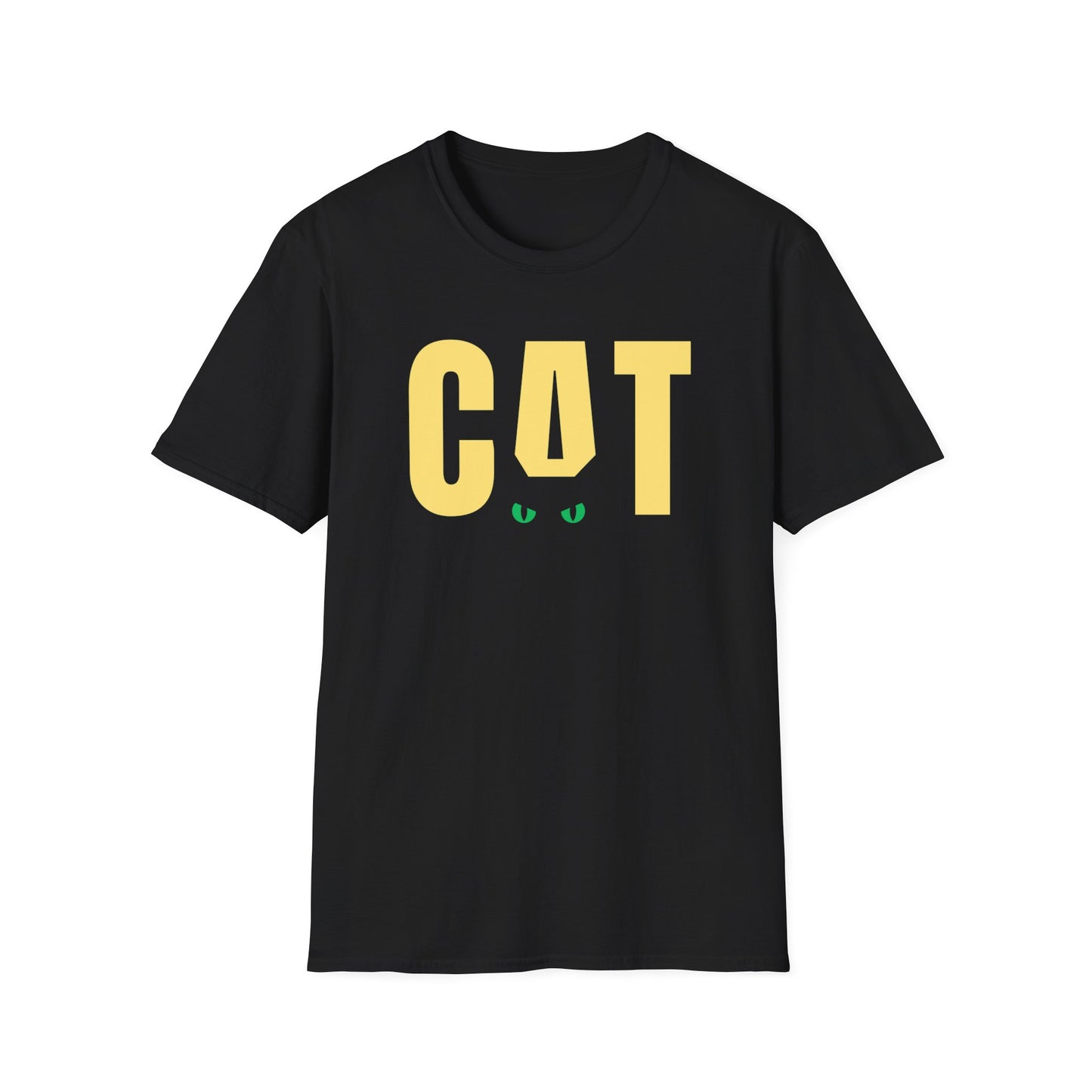Schwarz grüne Augen Katze Unisex T-Shirt