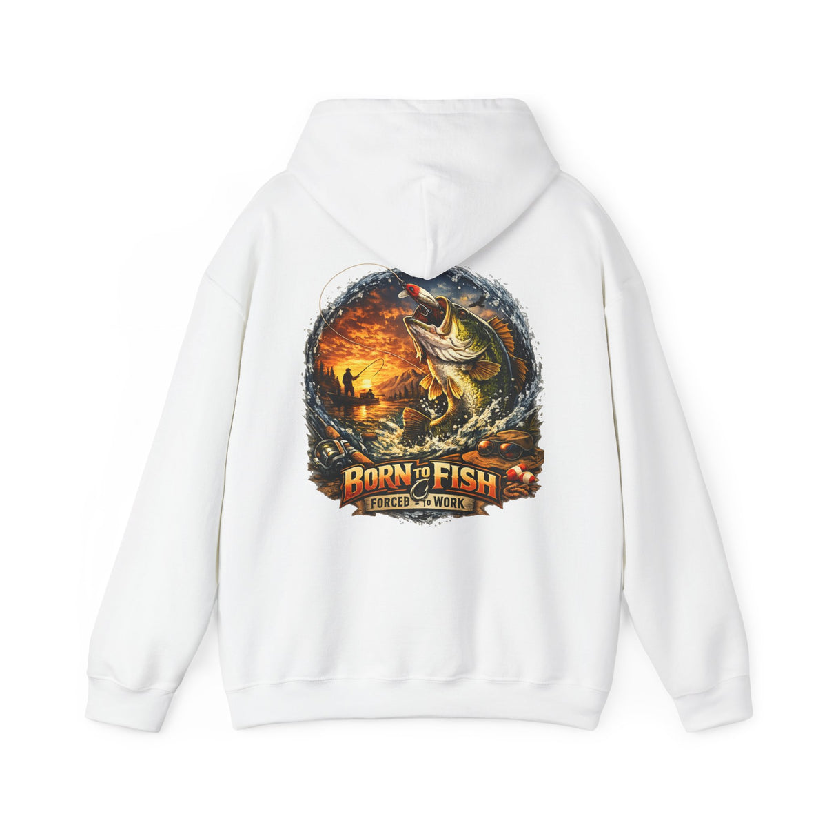 Born to Fish Forced to Work Back Print Hoodie – Fishing Hoodie