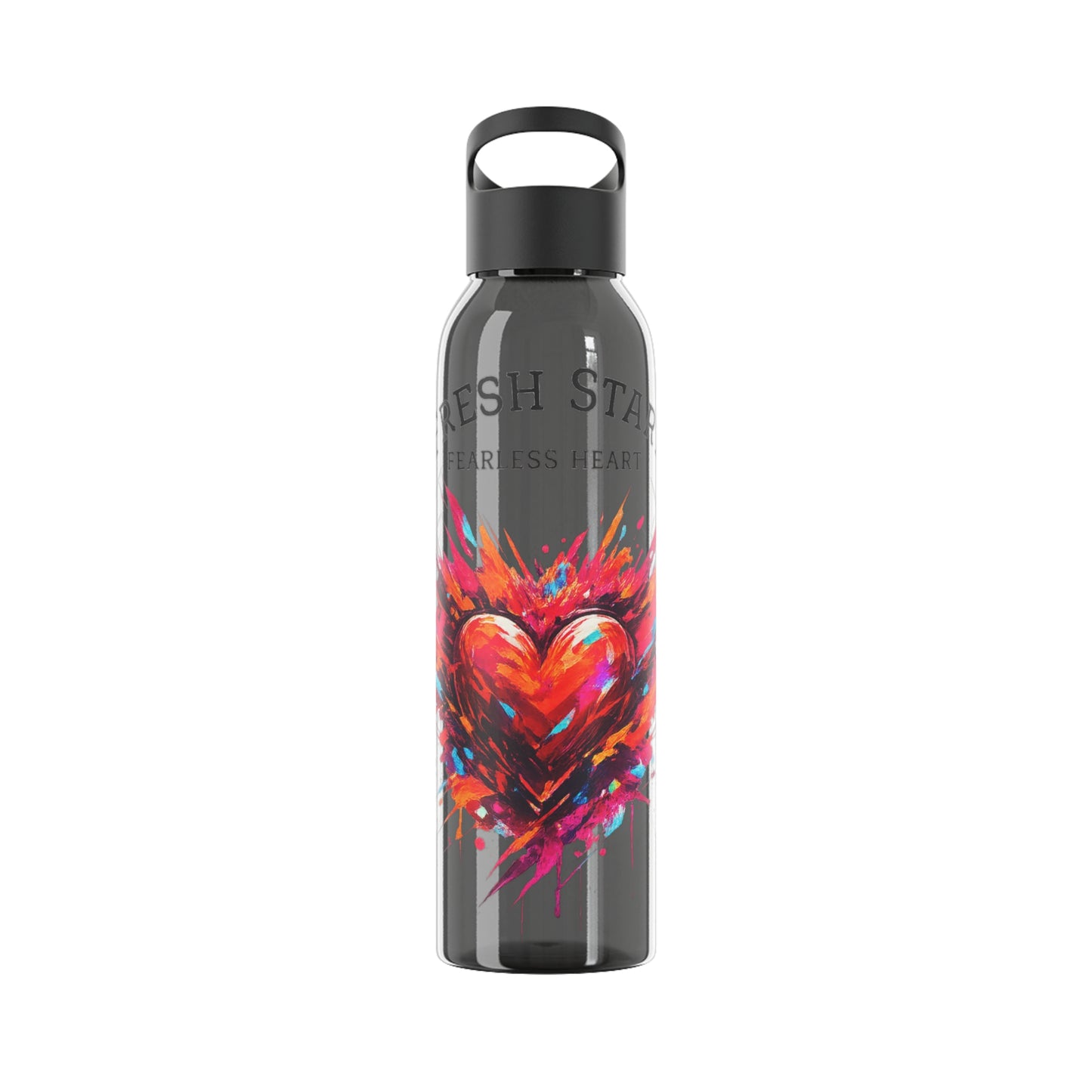 Fresh Start Fearless Heart Reusable Water Bottle | Inspirational Sports Bottle | Positive Lifestyle Drink Bottle | Gifts & Lifestyle