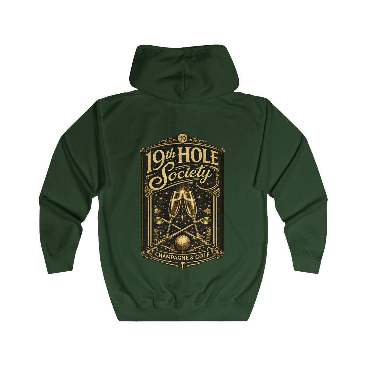 19th Hole Society Champagne and Golf Zip Hoodie