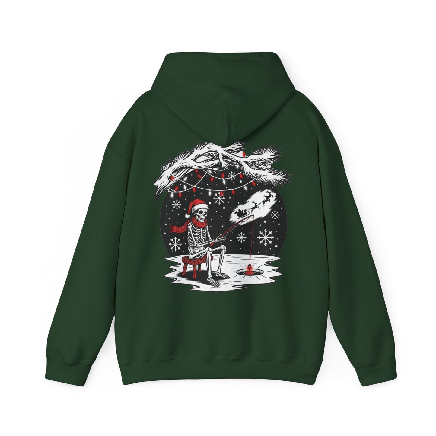 Merry Fishing Christmas Hoodie – Skeleton Fisherman Festive Hoodie