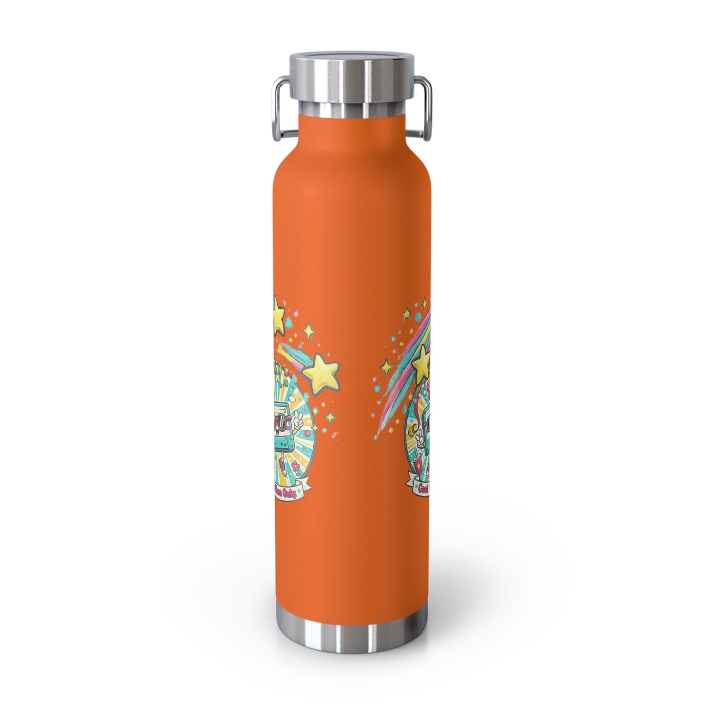 Retro Good Vibes Only Insulated Flask | Colourful Retro Travel Bottle | Stainless Steel Drinks Bottle | 80s & 90s Inspired