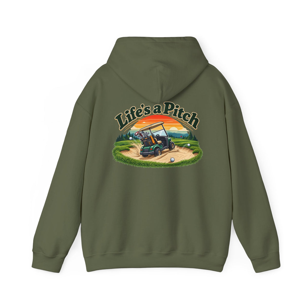 Life’s a Pitch Golf Hoodie – Golfer Back Print Hoodie