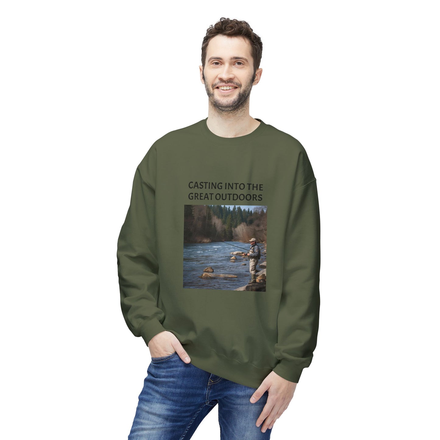 Outdoor Fishing Adventure Crewneck Sweatshirt - Cozy Gift for Nature Lovers, Fishing Enthusiasts, Outdoor Apparel, Casual Sweatshirt