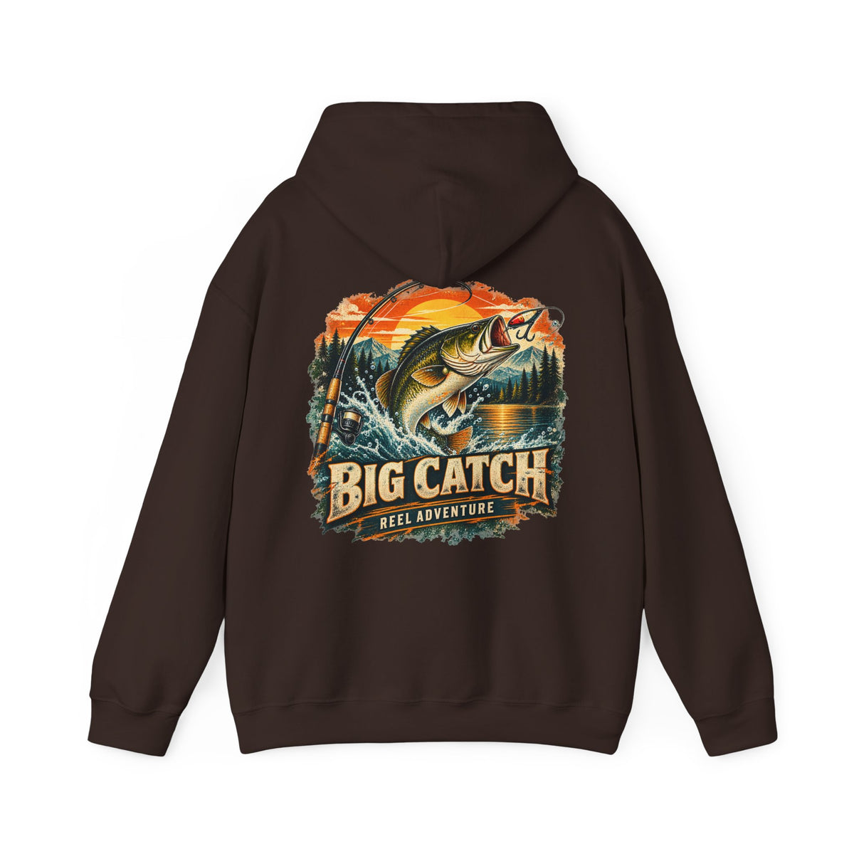 Big Catch Reel Adventure Back Print Hoodie – Vintage Fishing Hoodie