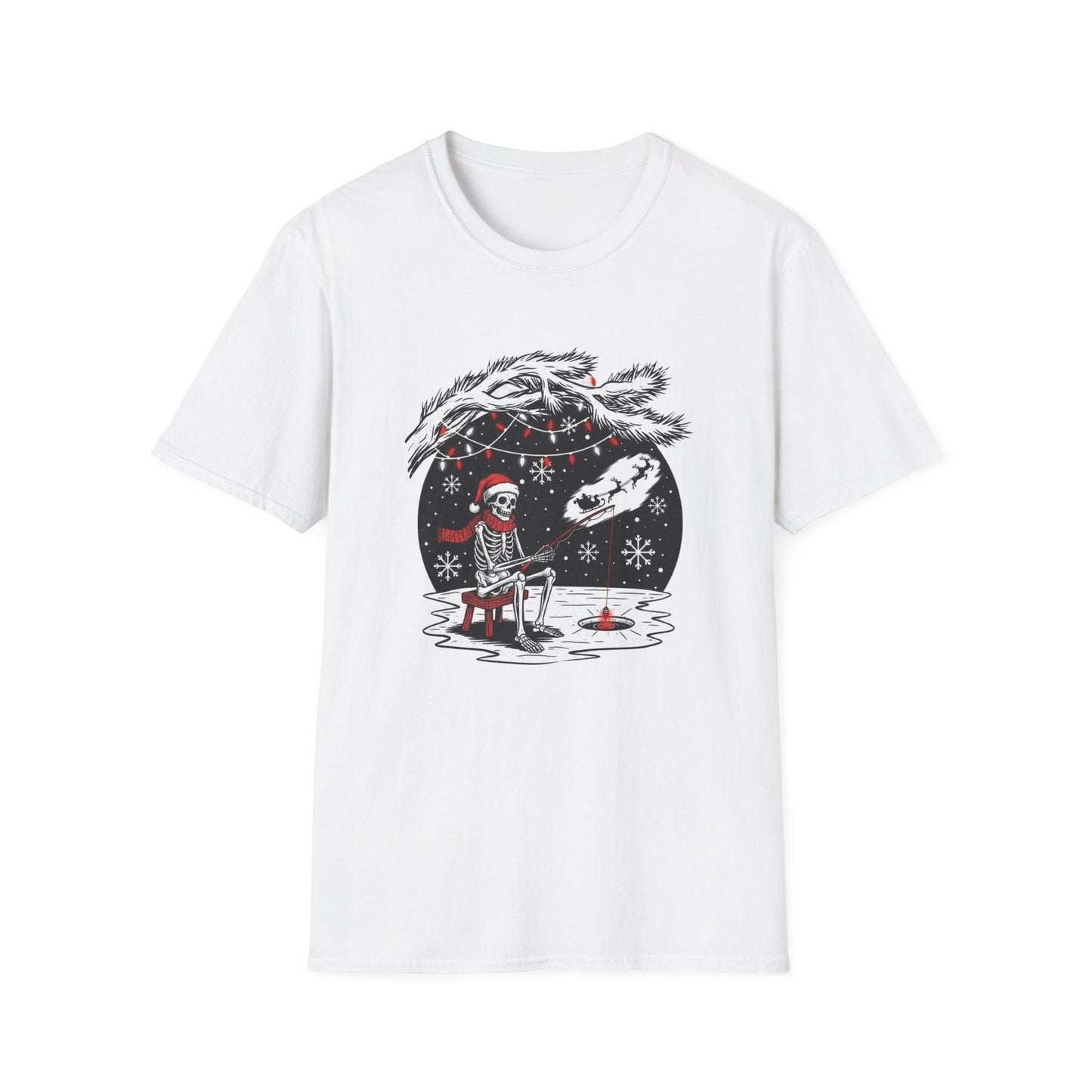 Merry Fishing Christmas T-Shirt – Festive Skeleton Fishing Tee